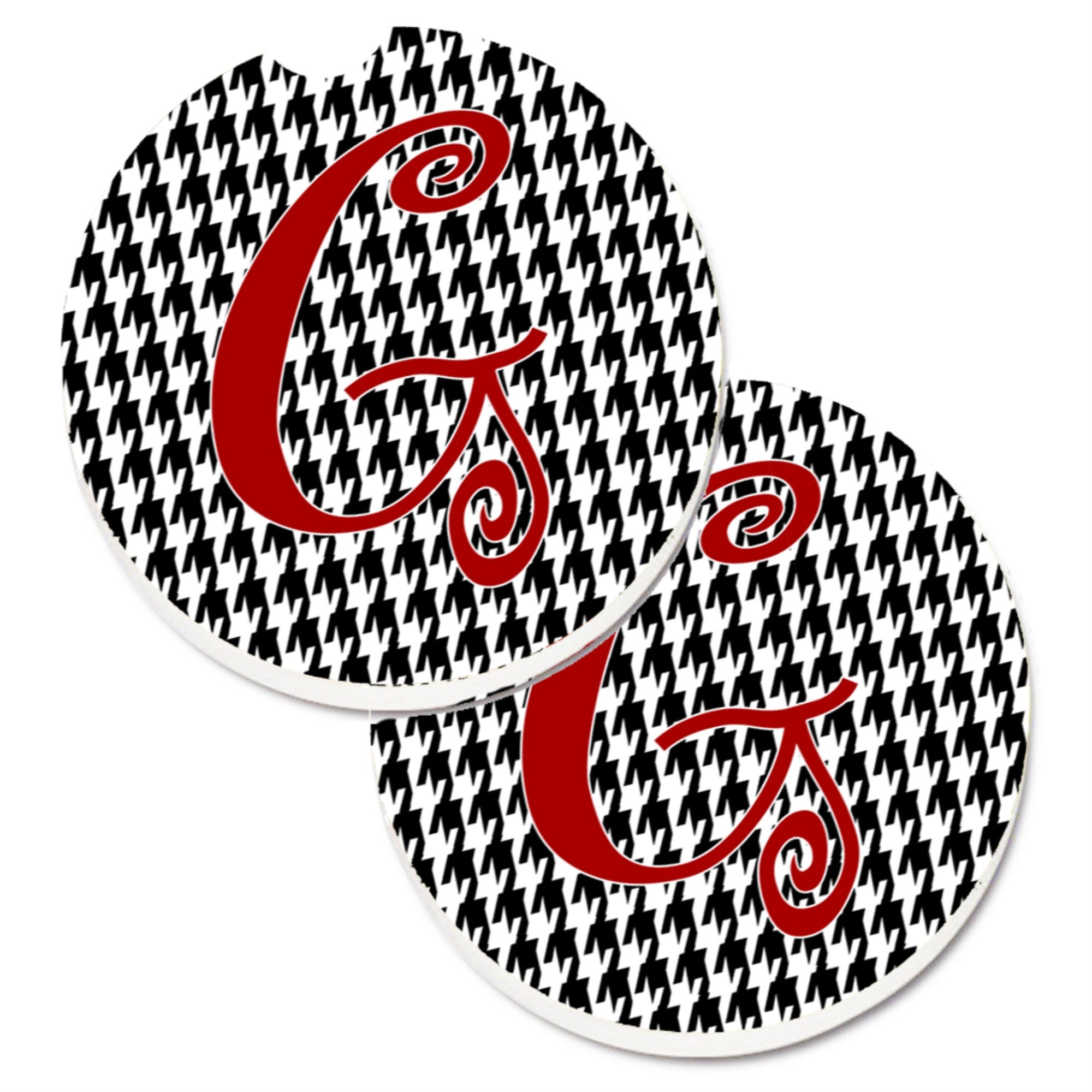 'Caroline'S Treasures Monogram Initial G Houndstooth Black Set Of 2 Cup Holder Car Coasters Cj1035-Gcarc, 2.56, Multicolor''