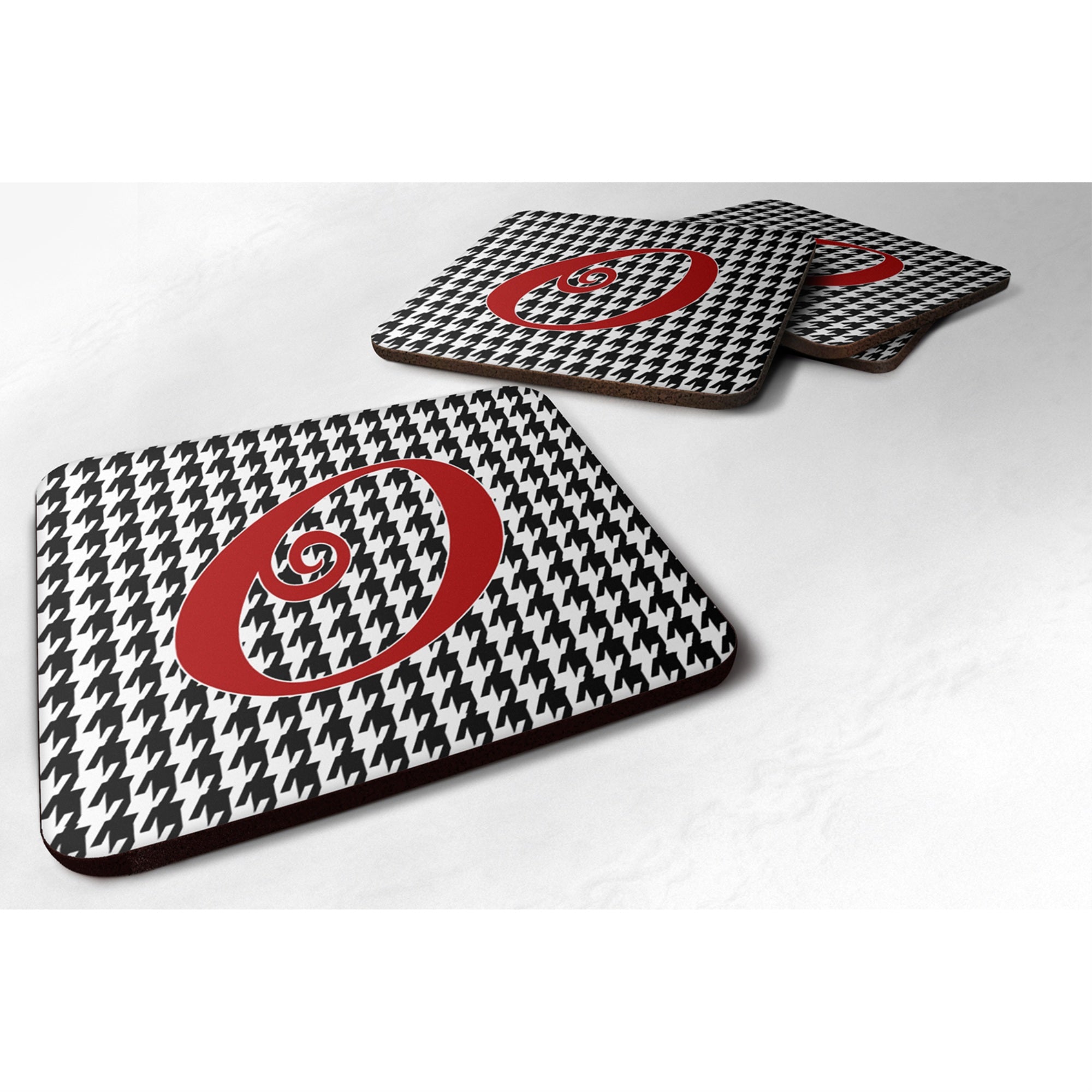 'Caroline'S Treasures Cj1035-Ofc Monogram-Houndstooth Black Foam Coasters (Set Of 4), Initial Letter O, 3.5'''' H X 3.5'''' W,