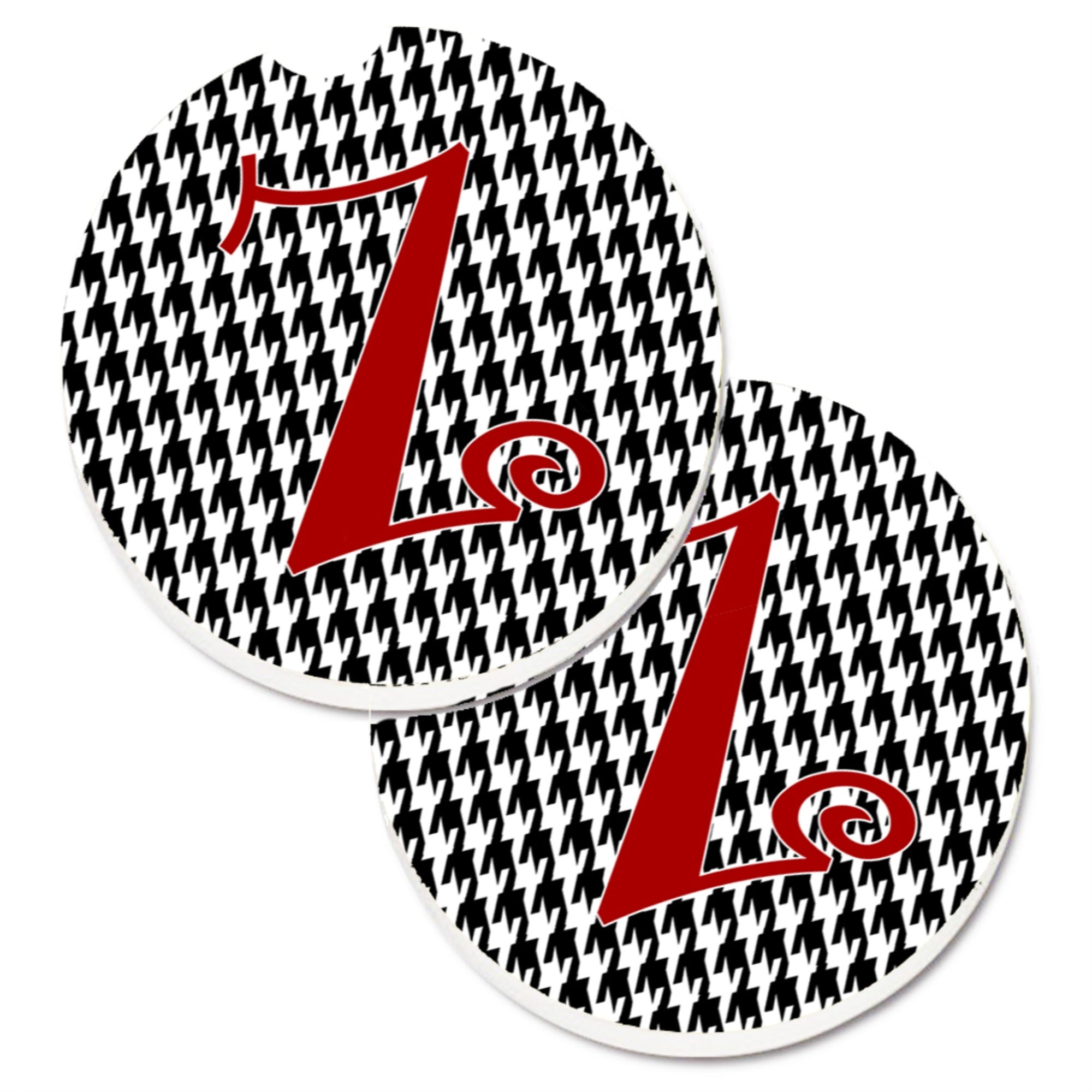 'Caroline'S Treasures Monogram Initial Z Houndstooth Black Set Of 2 Cup Holder Car Coasters Cj1035-Zcarc, 2.56, Multicolor''