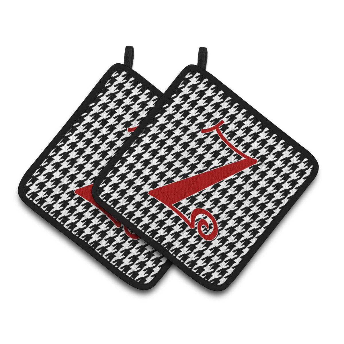 'Caroline'S Treasures Monogram Initial Z Houndstooth Black Pair Of Pot Holders Cj1035-Zpthd, 7.5Hx7.5W, Multicolor''