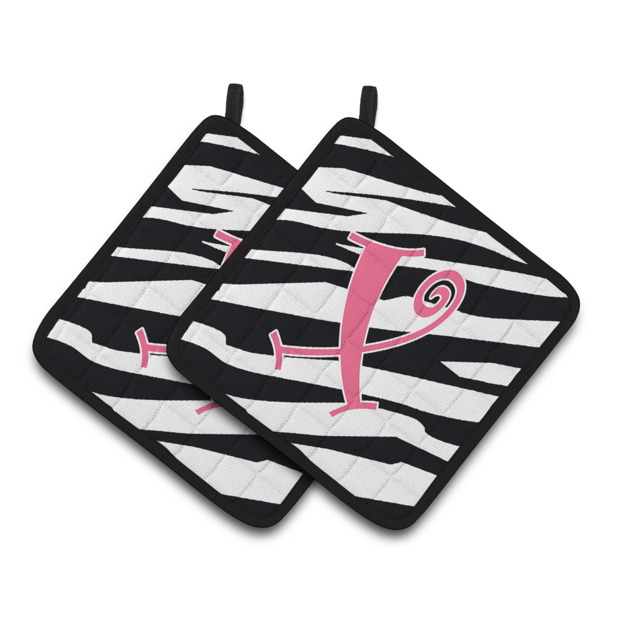 'Caroline'S Treasures Monogram Initial X Zebra Stripe & Pink Pair Of Pot Holders Cj1037-Xpthd, 7.5Hx7.5W, Multicolor''
