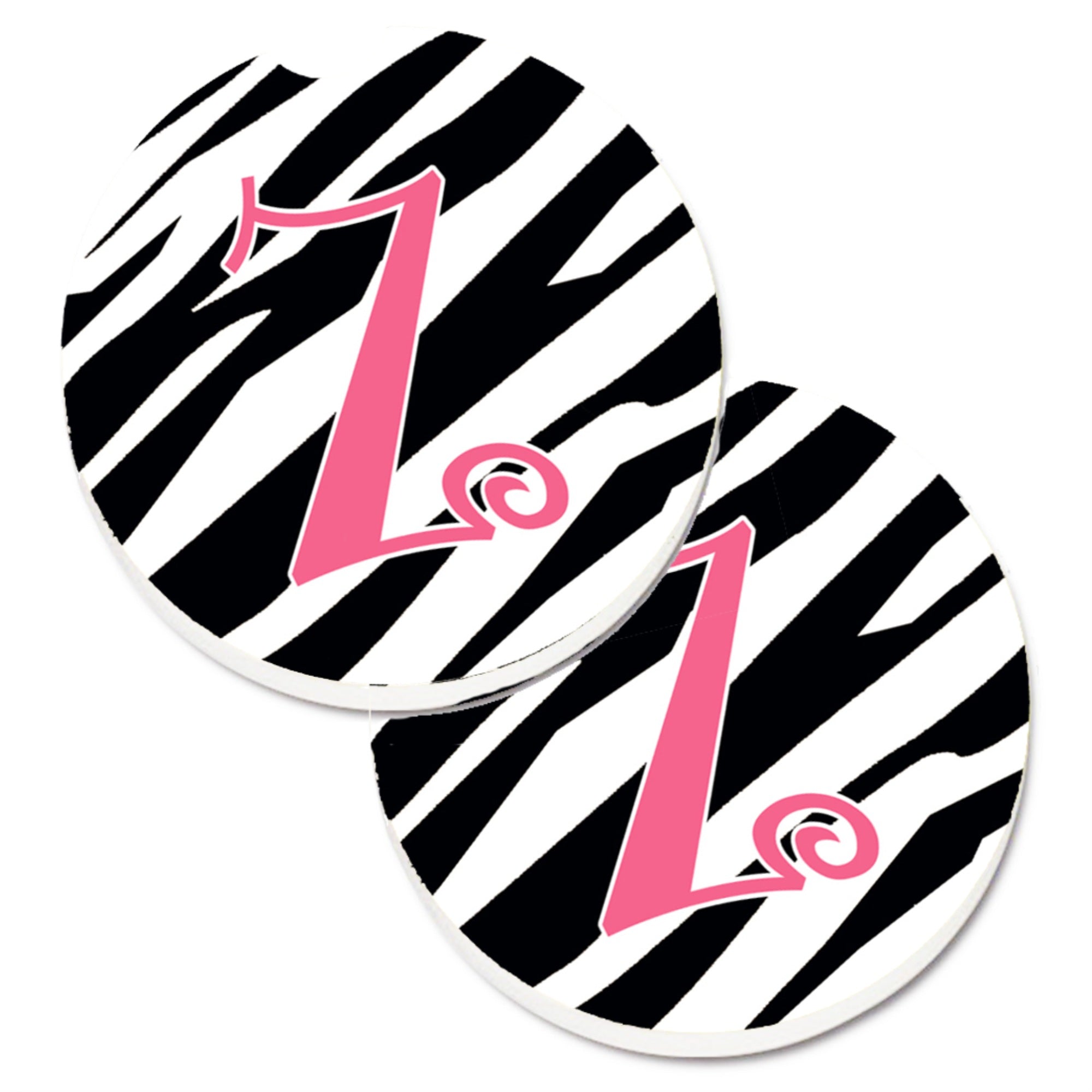 'Caroline'S Treasures Monogram Initial Z Zebra Stripe & Pink Set Of 2 Cup Holder Car Coasters Cj1037-Zcarc, 2.56, Multicolor''