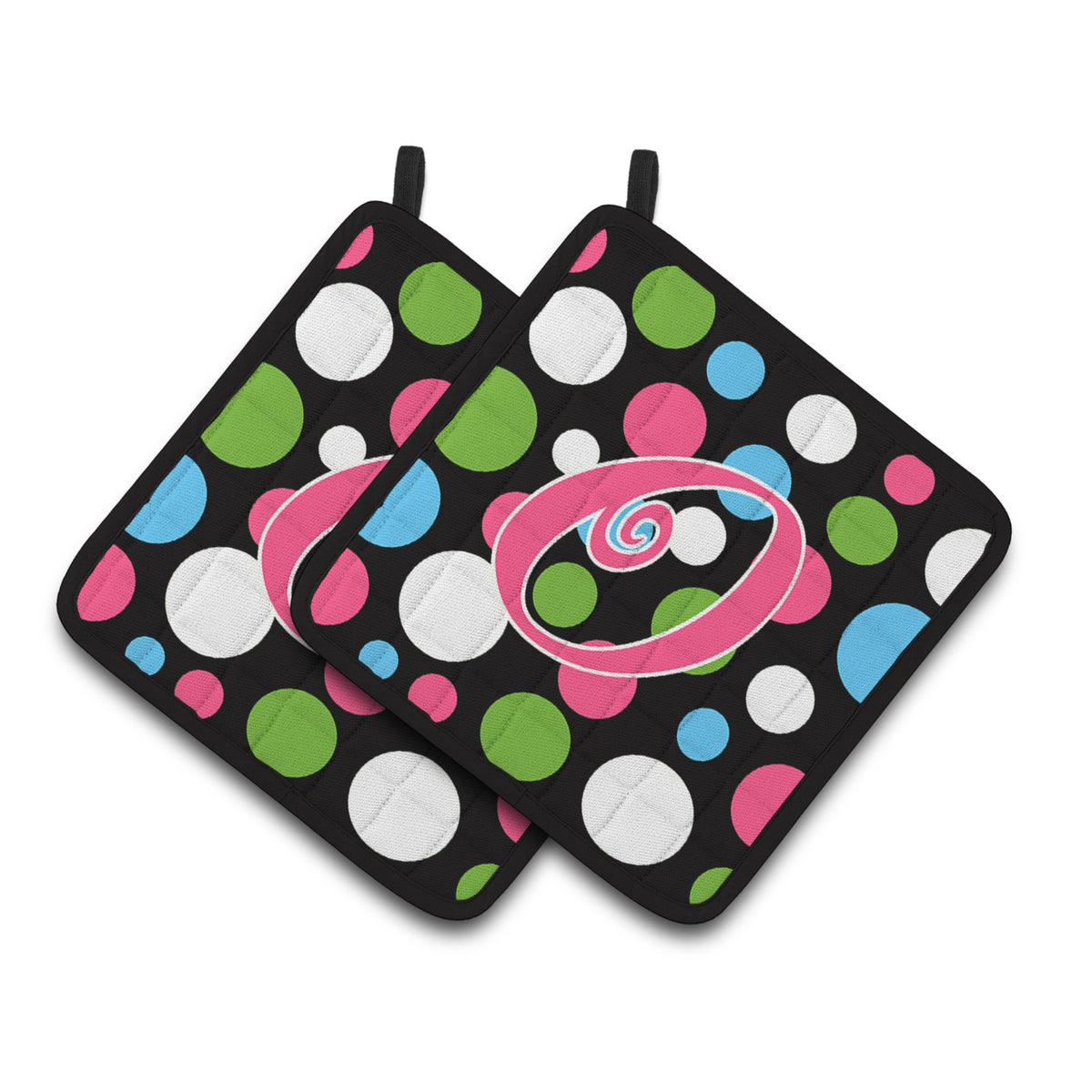 'Caroline'S Treasures Monogram Initial O Polkadots & Pink Pair Of Pot Holders Cj1038-Opthd, 7.5Hx7.5W, Multicolor''