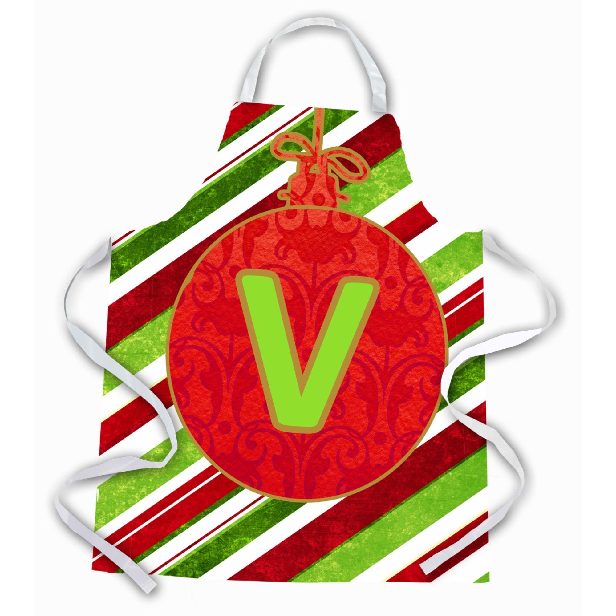 'Caroline'S Treasures Cj1039-Vapron Christmas Ornament Holiday Initial Letter V Apron, Large, Multicolor''