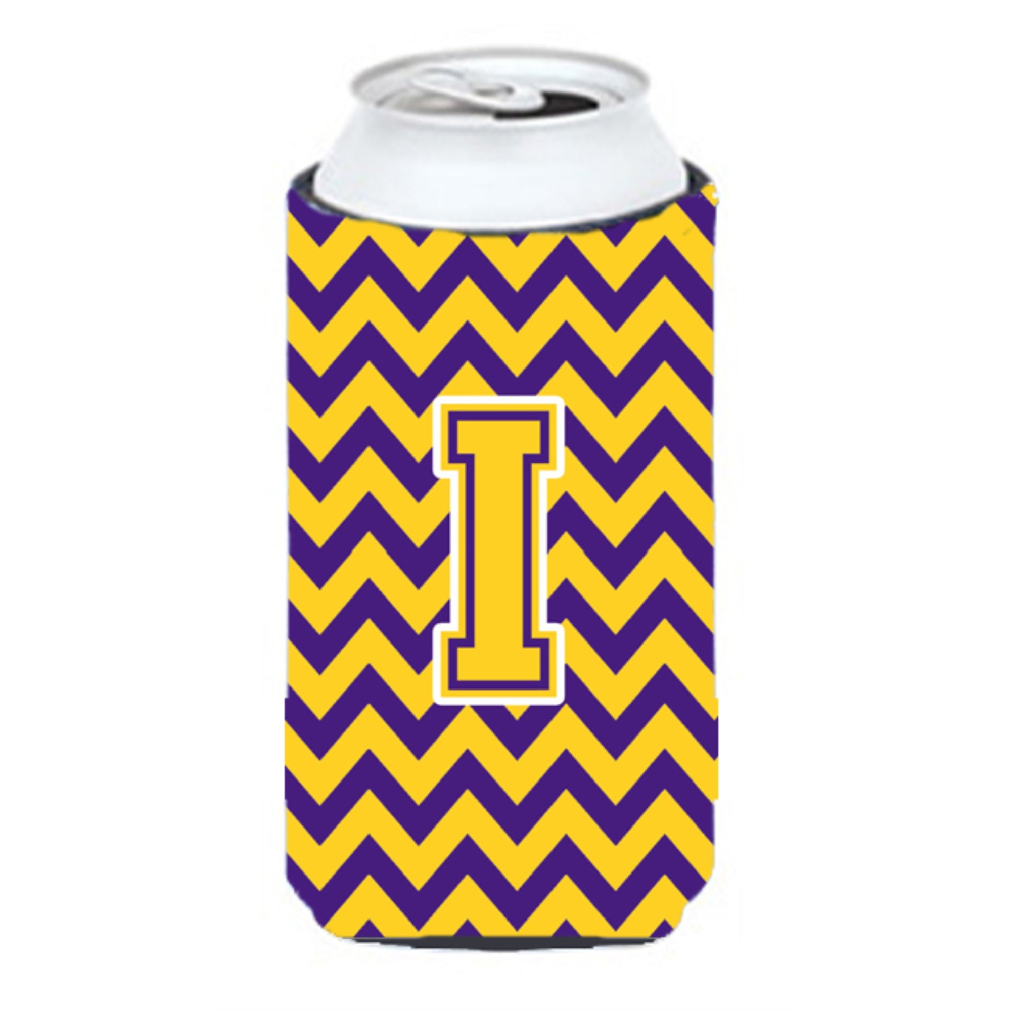 Letter I Chevron Purple And Gold Tall Boy Beverage Insulator Hugger Cj1041-Itbc