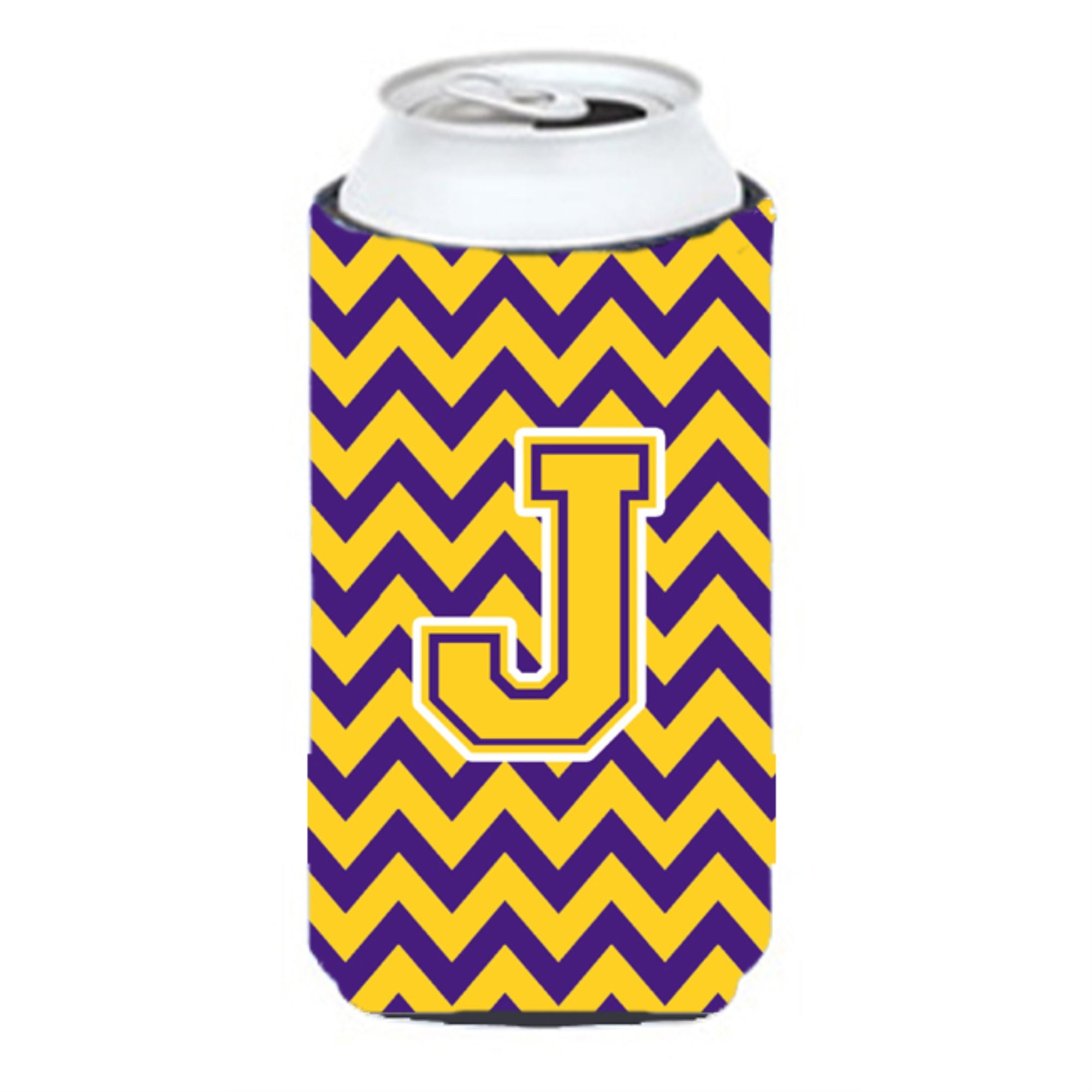 Letter J Chevron Purple And Gold Tall Boy Beverage Insulator Hugger Cj1041-Jtbc