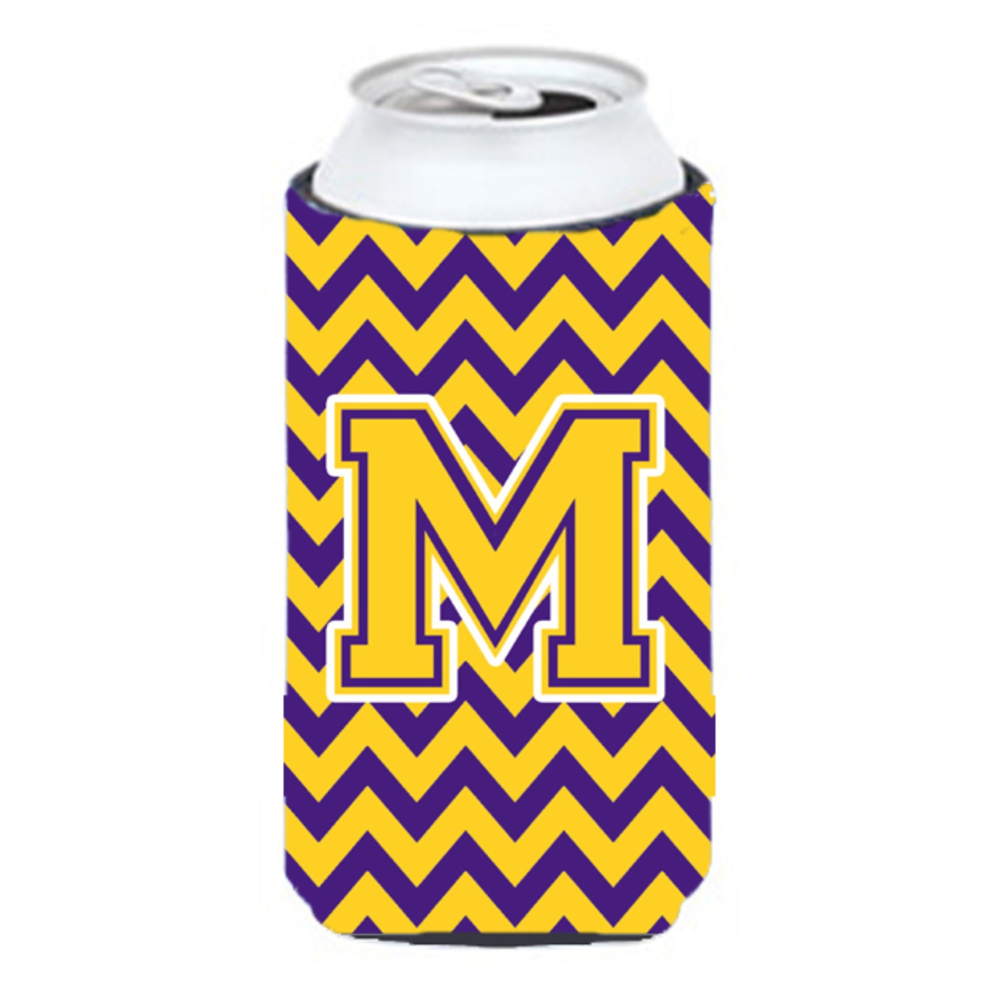 Letter M Chevron Purple And Gold Tall Boy Beverage Insulator Hugger Cj1041-Mtbc