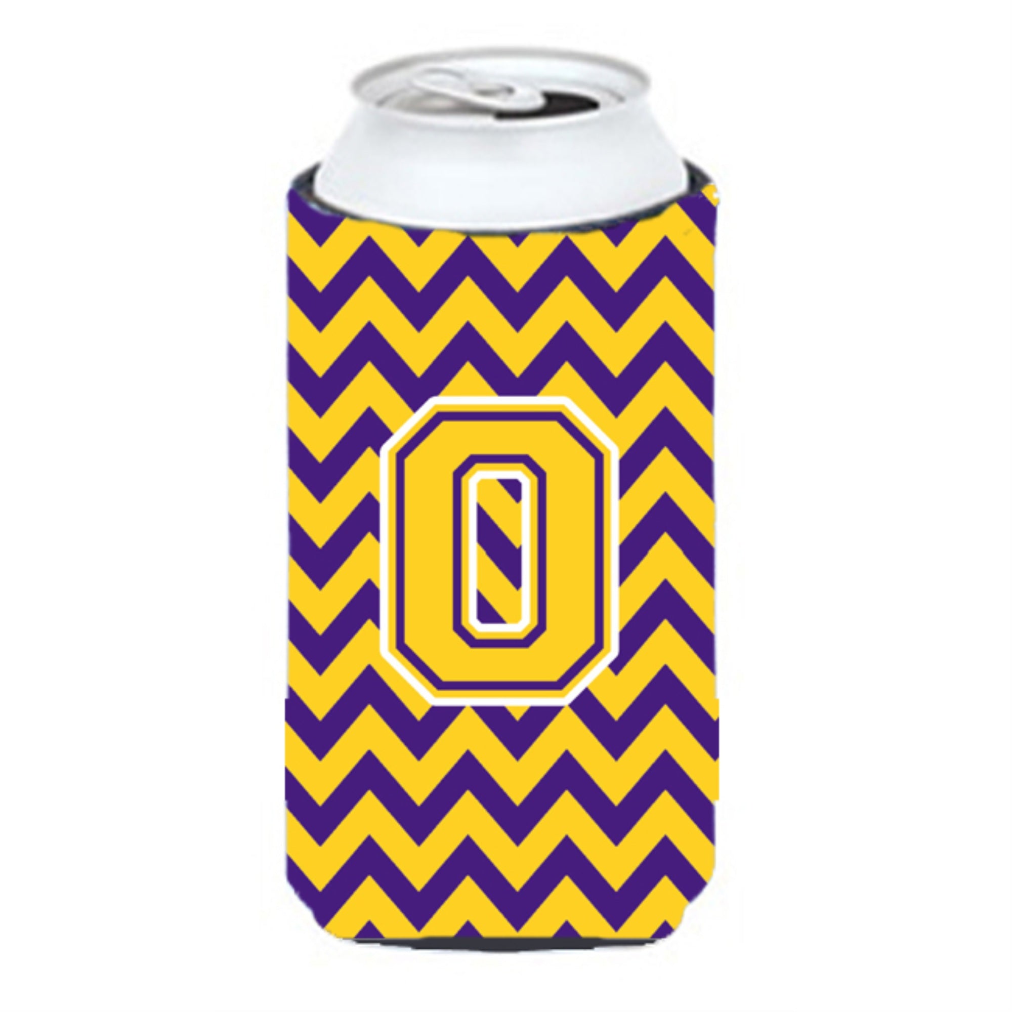 Letter O Chevron Purple And Gold Tall Boy Beverage Insulator Hugger Cj1041-Otbc