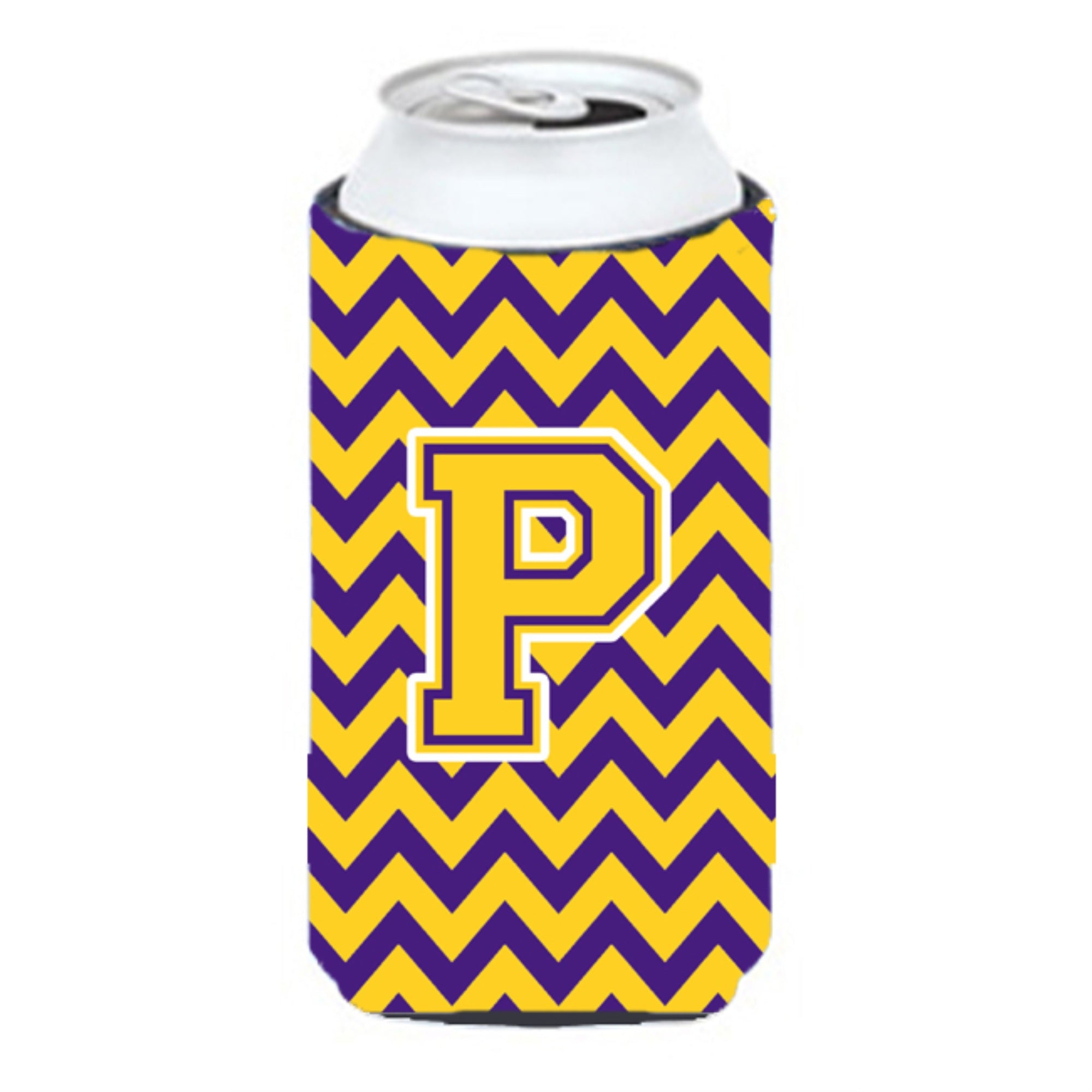 Letter P Chevron Purple And Gold Tall Boy Beverage Insulator Hugger Cj1041-Ptbc
