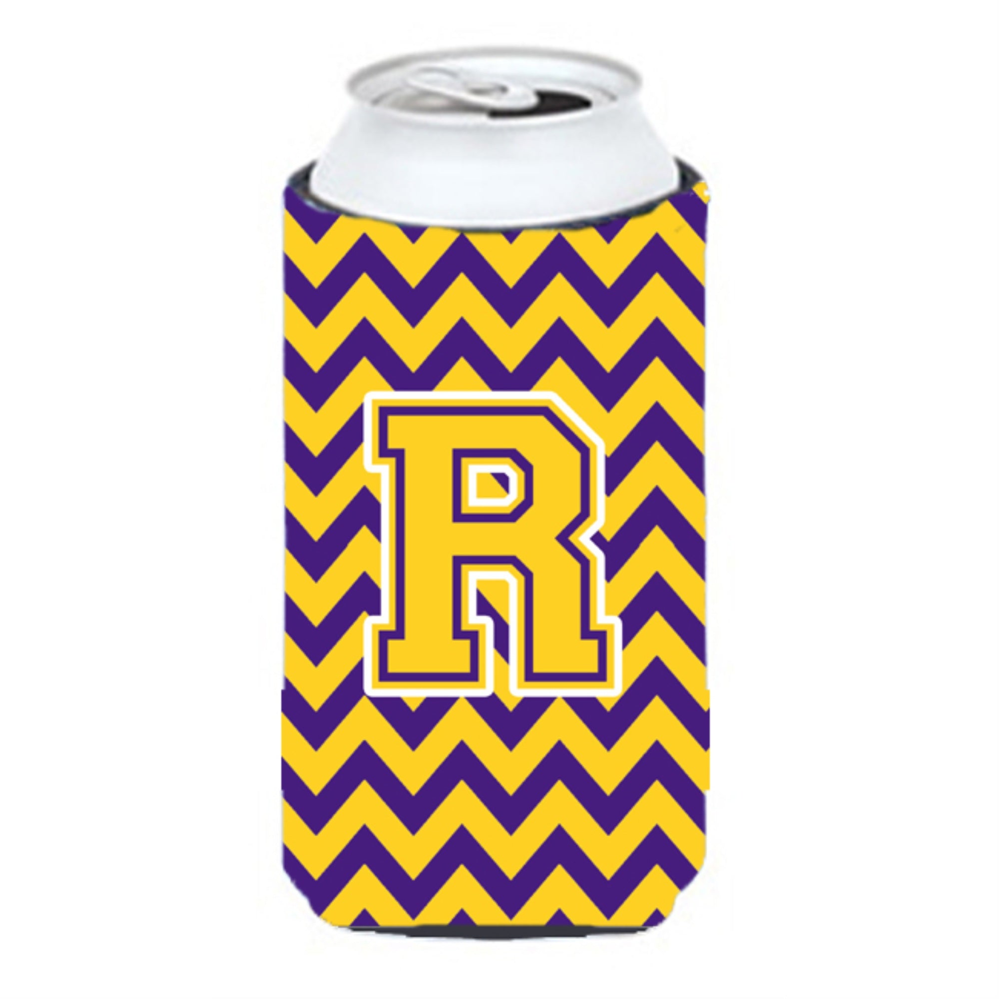 Letter R Chevron Purple And Gold Tall Boy Beverage Insulator Hugger Cj1041-Rtbc