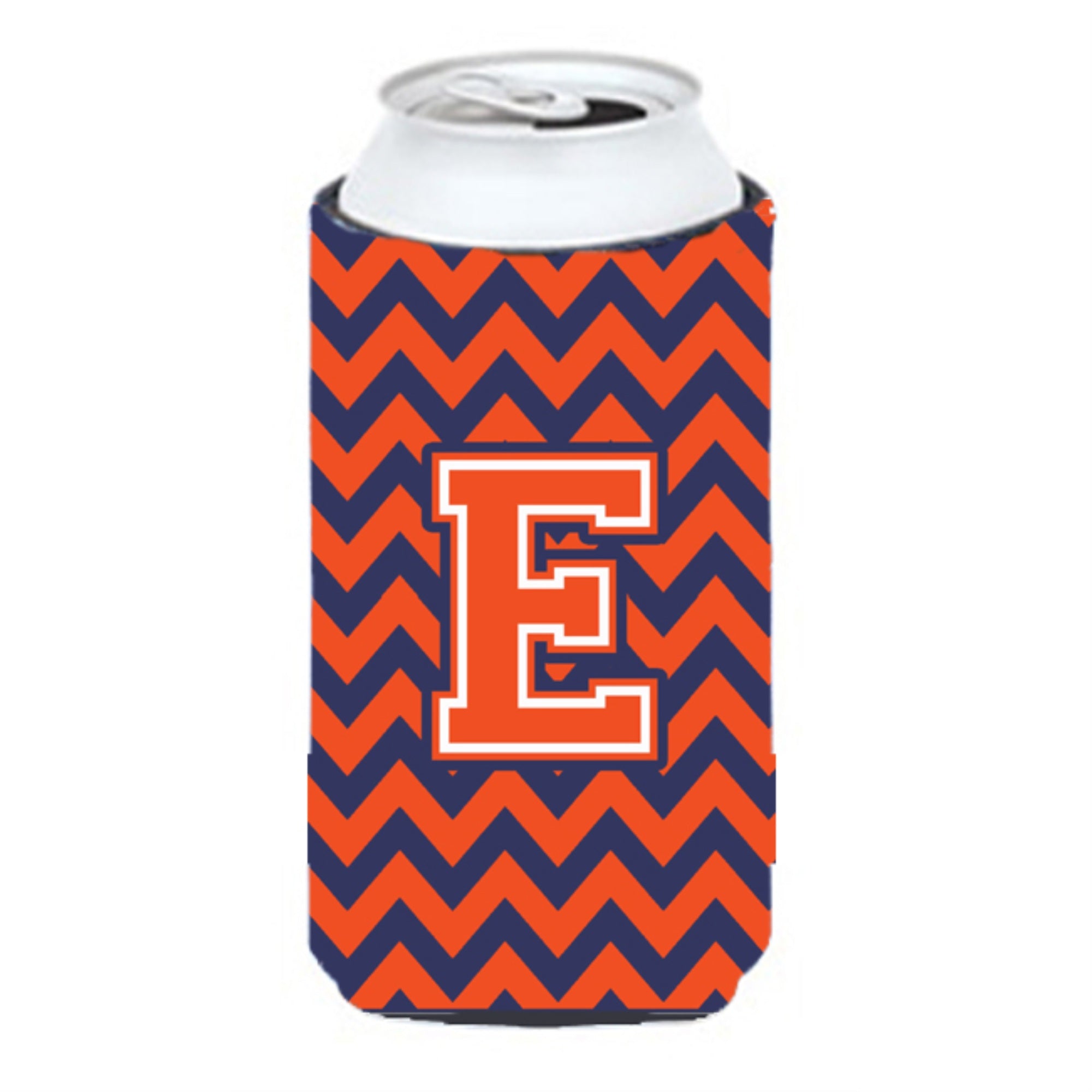 Letter E Chevron Orange Blue Tall Boy Beverage Insulator Hugger Cj1042-Etbc