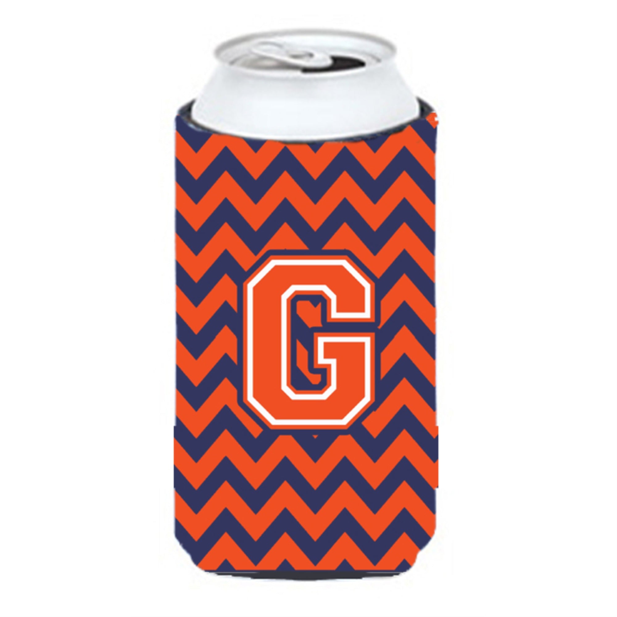 Letter G Chevron Orange Blue Tall Boy Beverage Insulator Hugger Cj1042-Gtbc