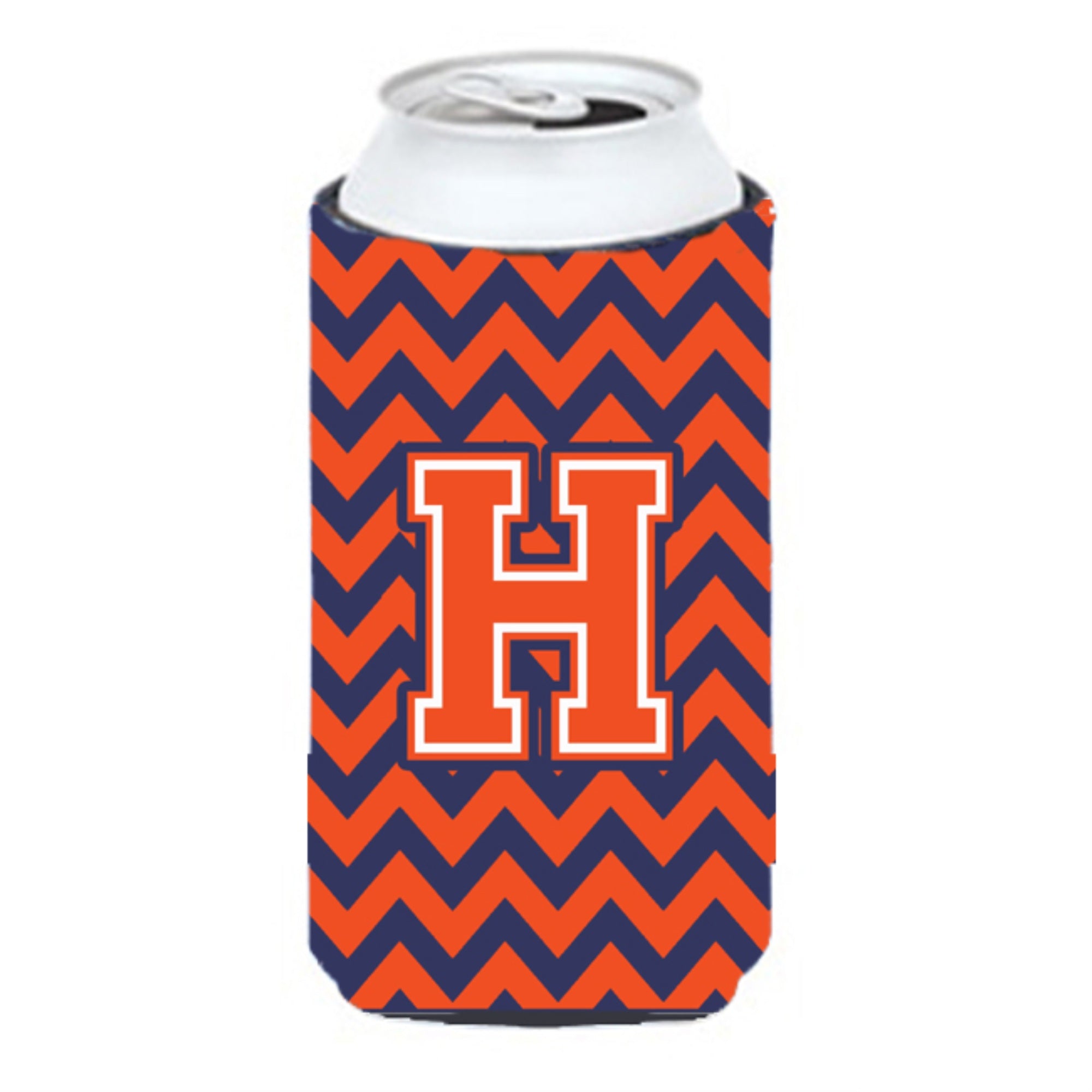 Letter H Chevron Orange Blue Tall Boy Beverage Insulator Hugger Cj1042-Htbc