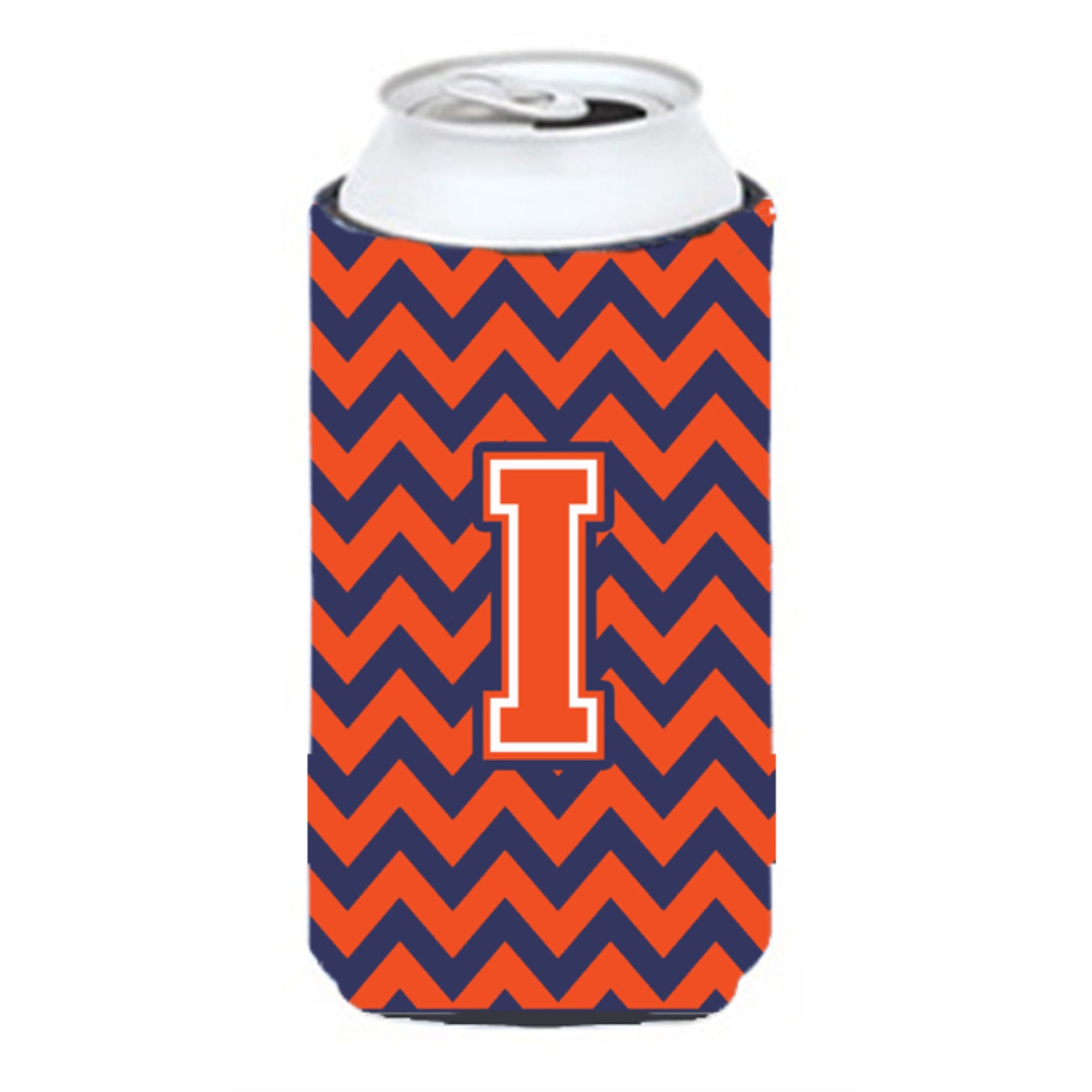 Letter I Chevron Orange Blue Tall Boy Beverage Insulator Hugger Cj1042-Itbc