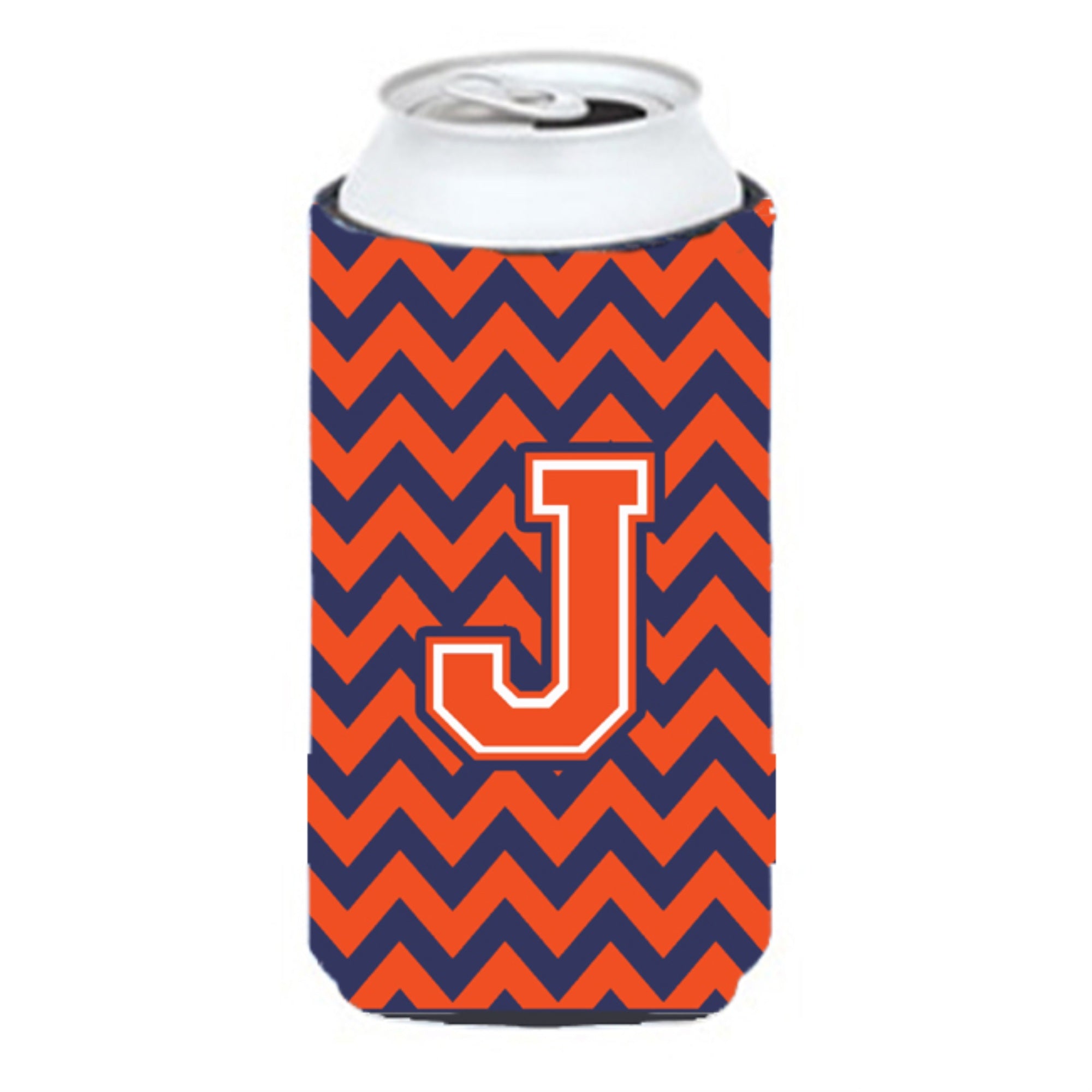 Letter J Chevron Orange Blue Tall Boy Beverage Insulator Hugger Cj1042-Jtbc