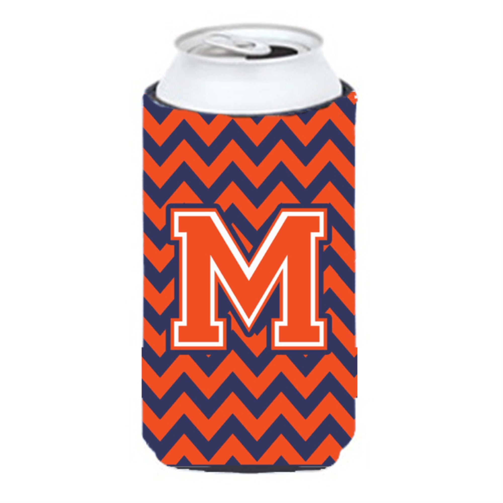 Letter M Chevron Orange Blue Tall Boy Beverage Insulator Hugger Cj1042-Mtbc