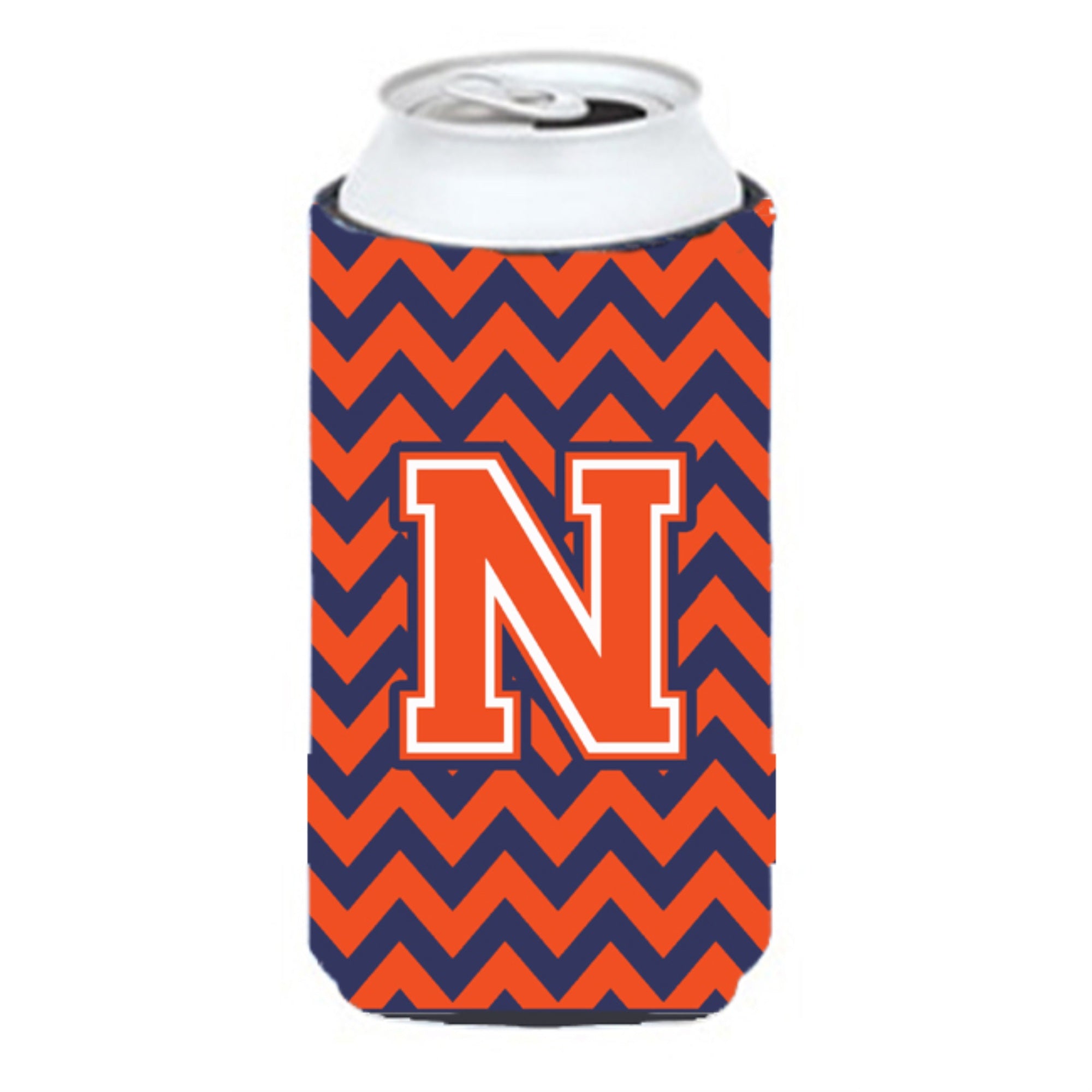 Letter N Chevron Orange Blue Tall Boy Beverage Insulator Hugger Cj1042-Ntbc