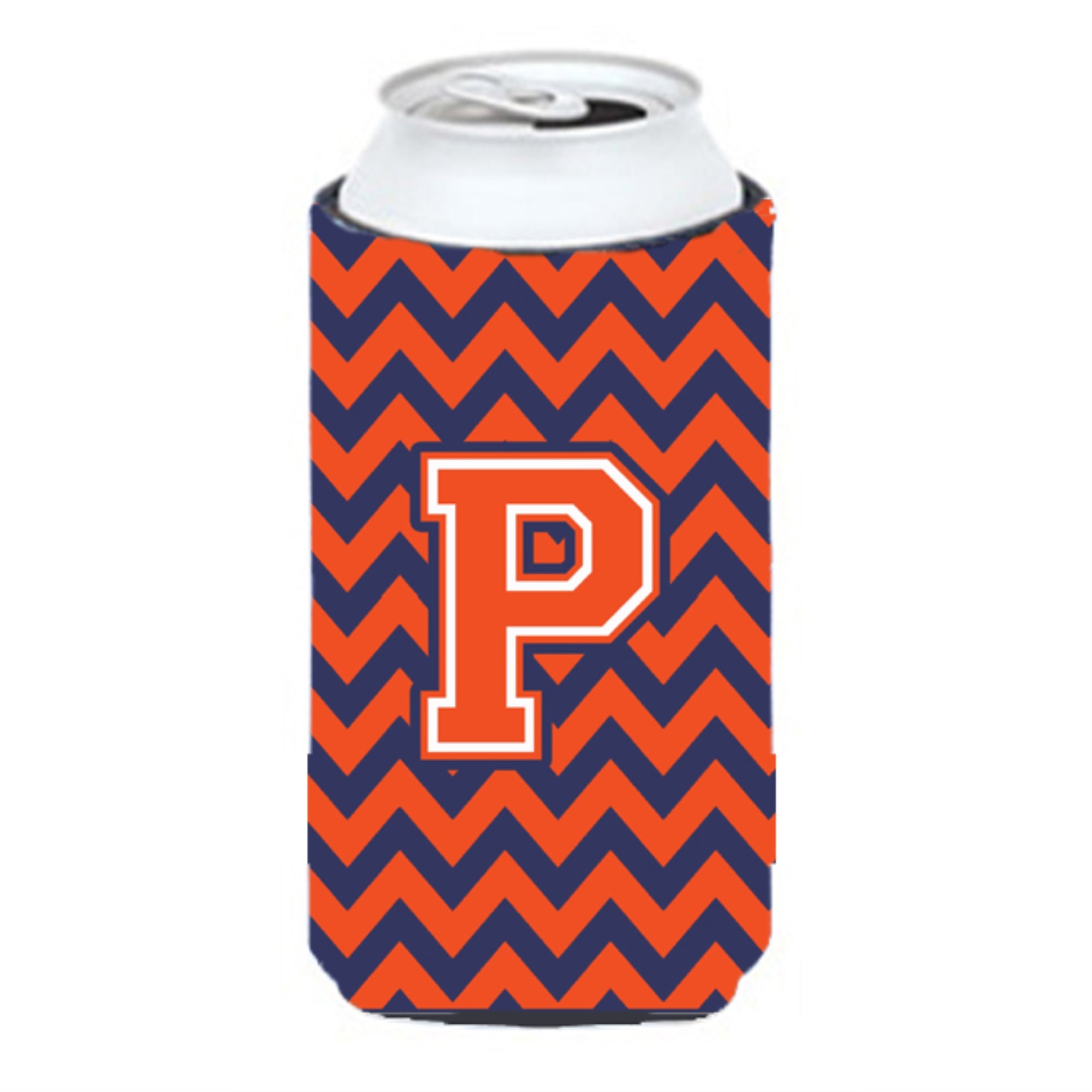 Letter P Chevron Orange Blue Tall Boy Beverage Insulator Hugger Cj1042-Ptbc