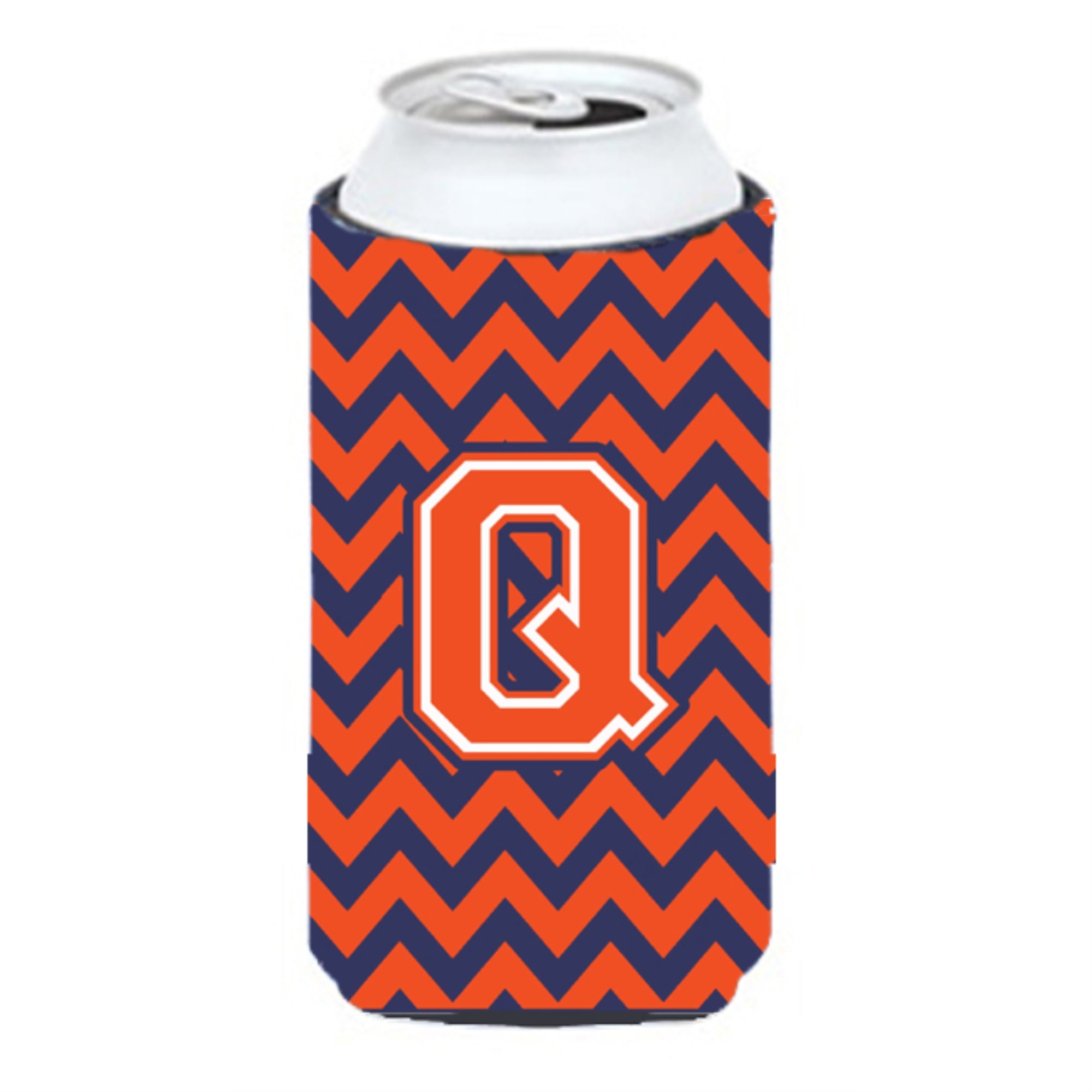 Letter Q Chevron Orange Blue Tall Boy Beverage Insulator Hugger Cj1042-Qtbc