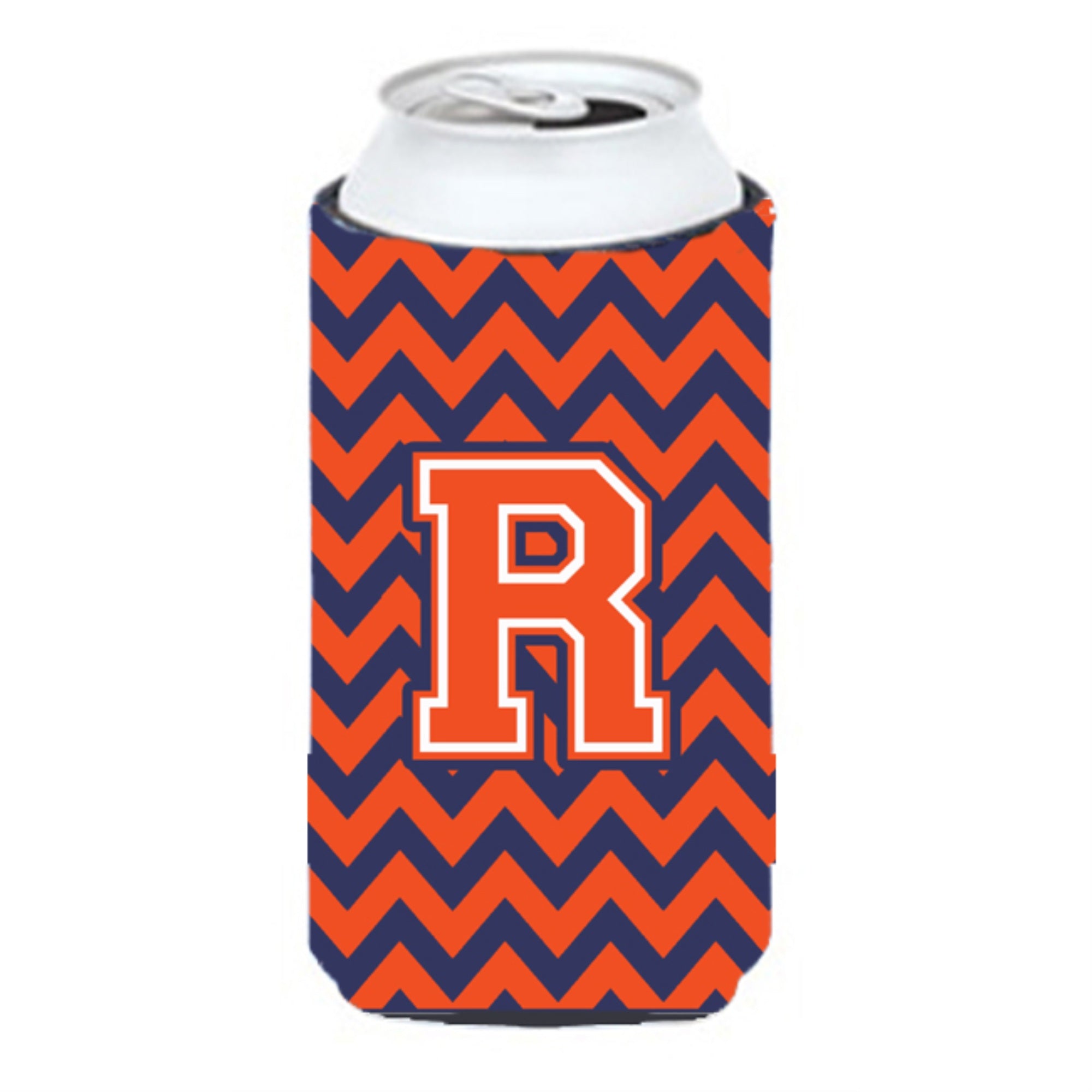 Letter R Chevron Orange Blue Tall Boy Beverage Insulator Hugger Cj1042-Rtbc