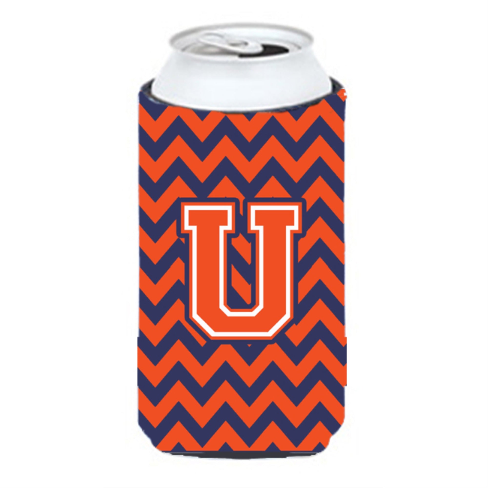 Letter U Chevron Orange Blue Tall Boy Beverage Insulator Hugger Cj1042-Utbc