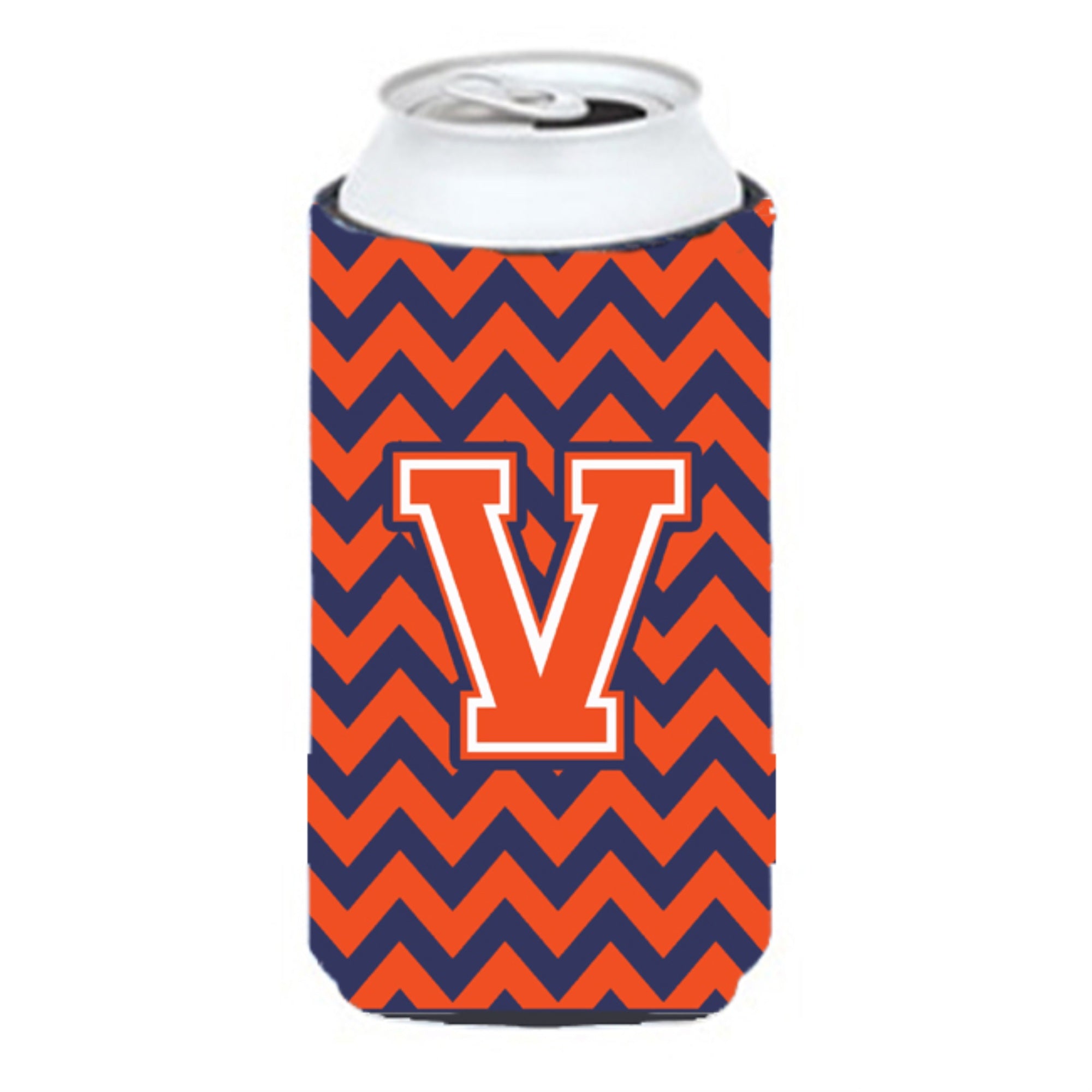 Letter V Chevron Orange Blue Tall Boy Beverage Insulator Hugger Cj1042-Vtbc