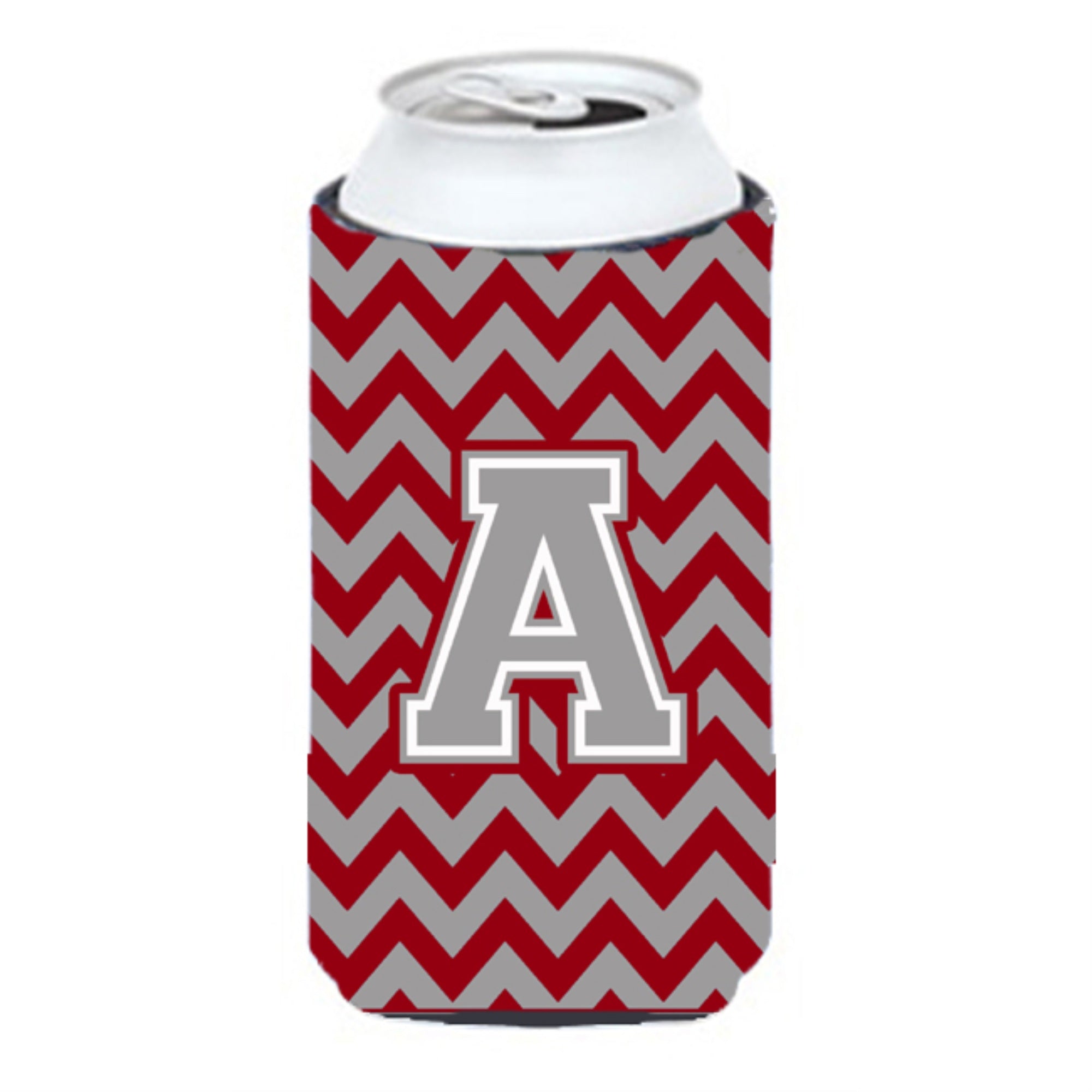 Letter A Chevron Crimson And Grey   Tall Boy Beverage Insulator Hugger Cj1043-Atbc