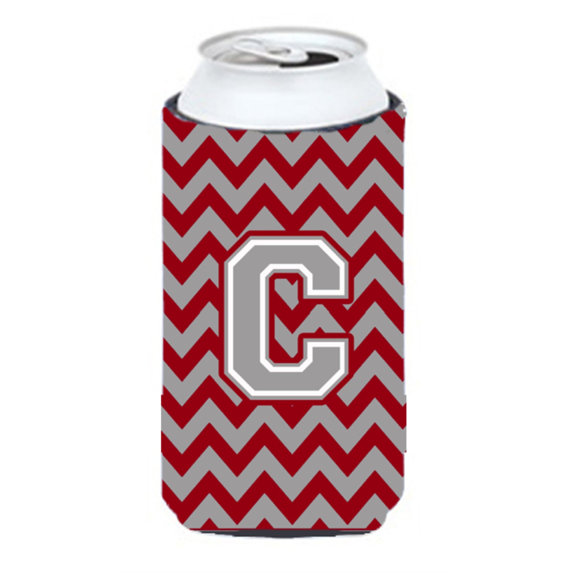 Letter C Chevron Crimson And Grey   Tall Boy Beverage Insulator Hugger Cj1043-Ctbc