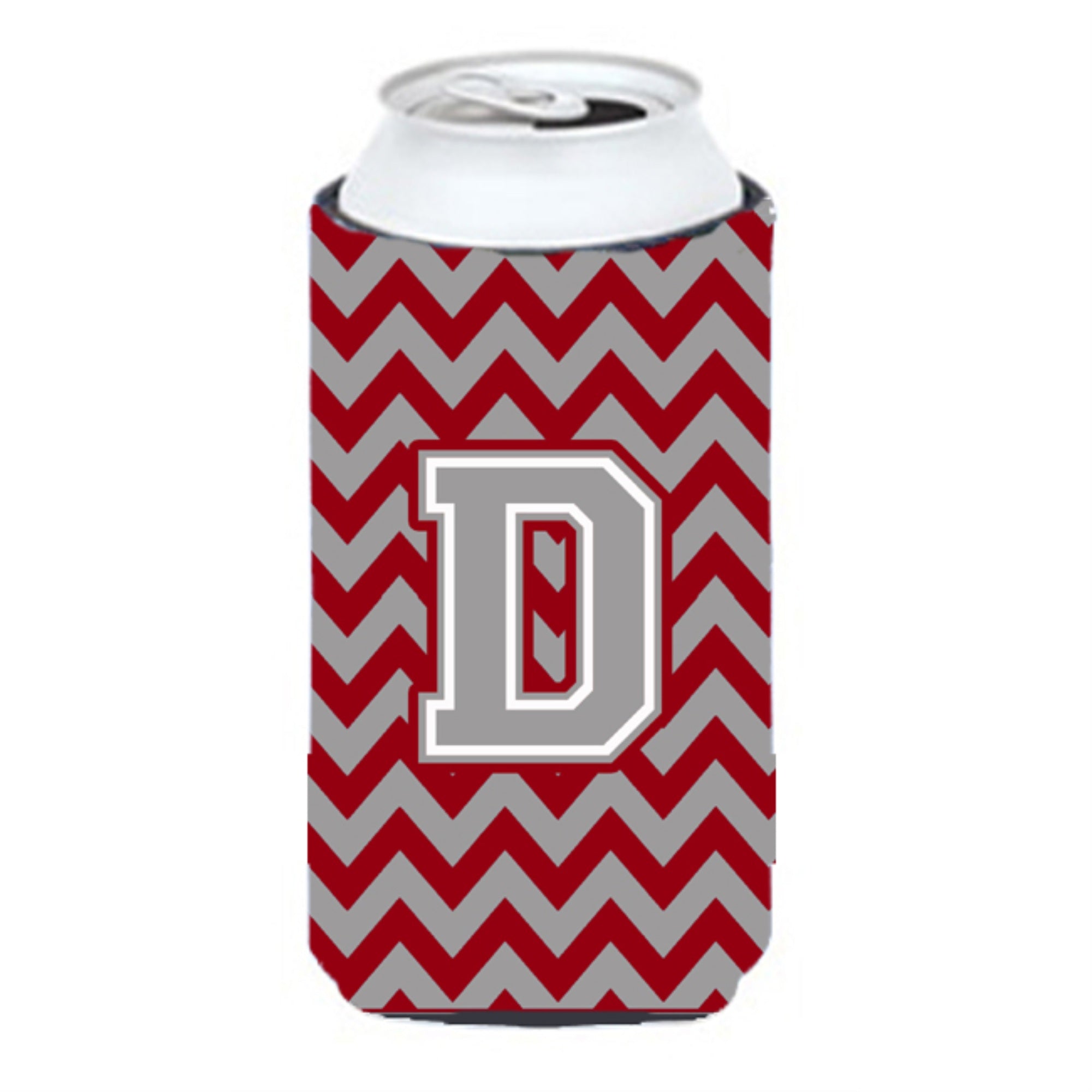 Letter D Chevron Crimson And Grey   Tall Boy Beverage Insulator Hugger Cj1043-Dtbc
