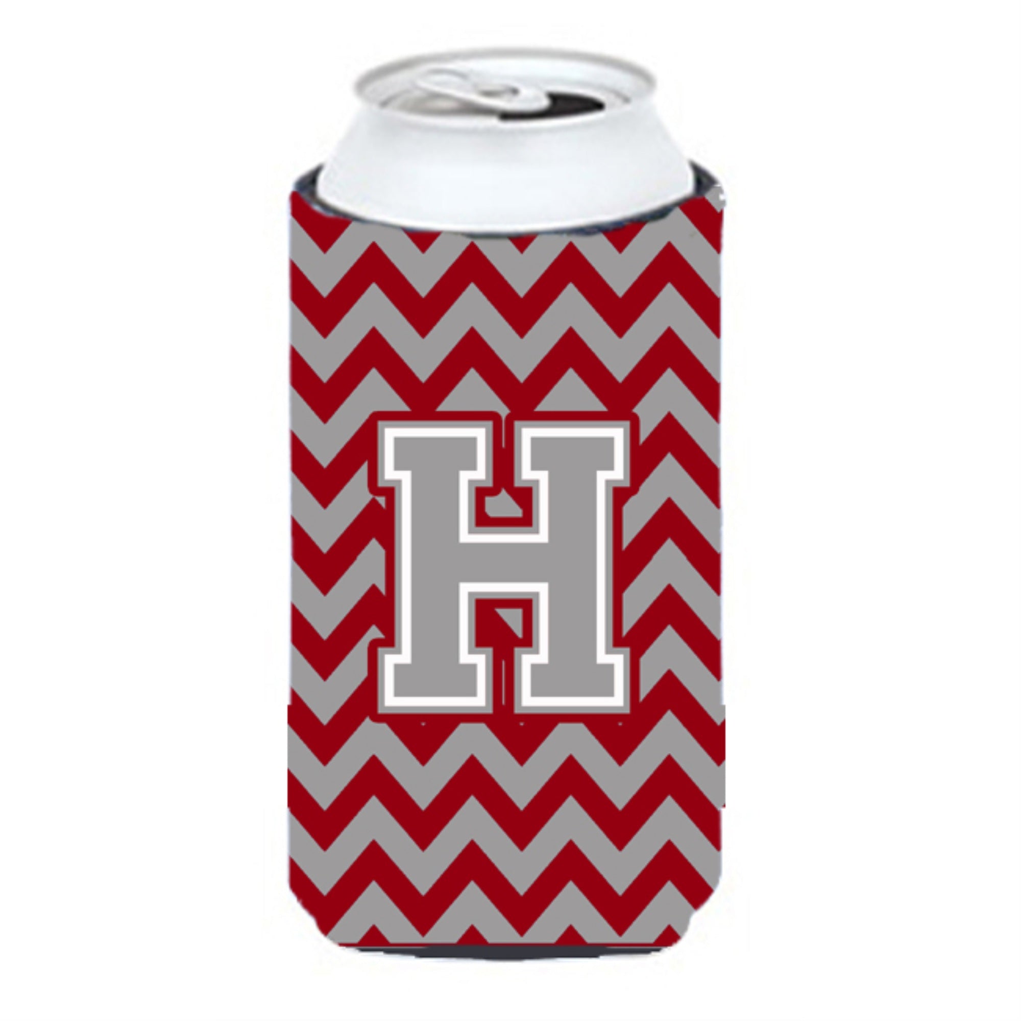 Letter H Chevron Crimson And Grey   Tall Boy Beverage Insulator Hugger Cj1043-Htbc