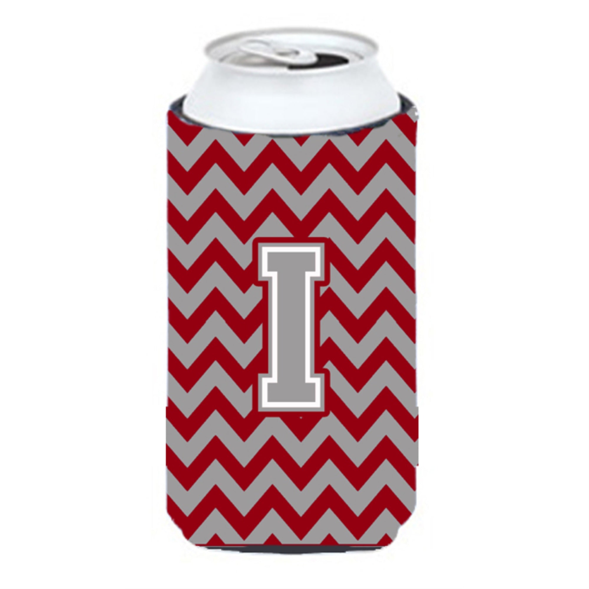 Letter I Chevron Crimson And Grey   Tall Boy Beverage Insulator Hugger Cj1043-Itbc