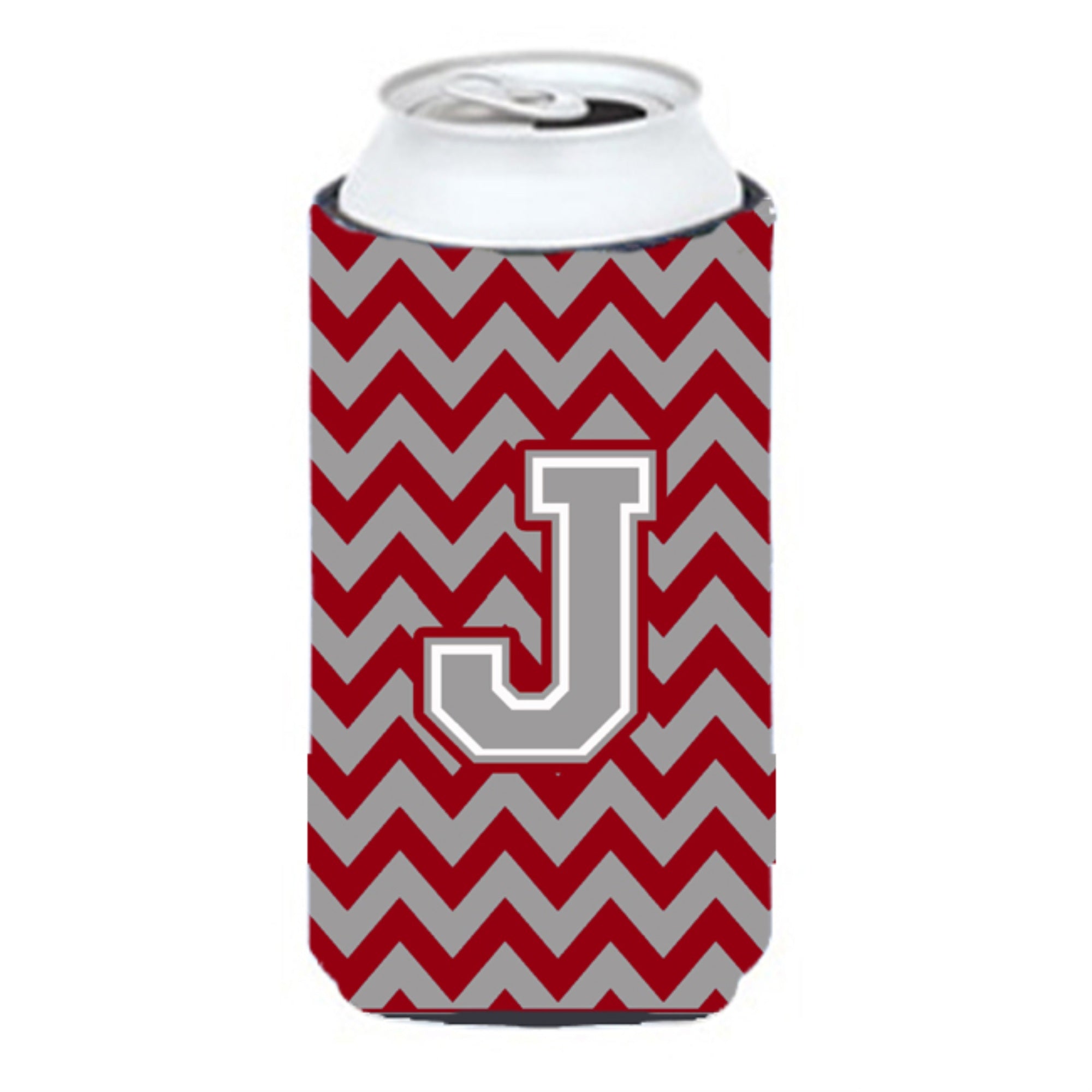 Letter J Chevron Crimson And Grey   Tall Boy Beverage Insulator Hugger Cj1043-Jtbc