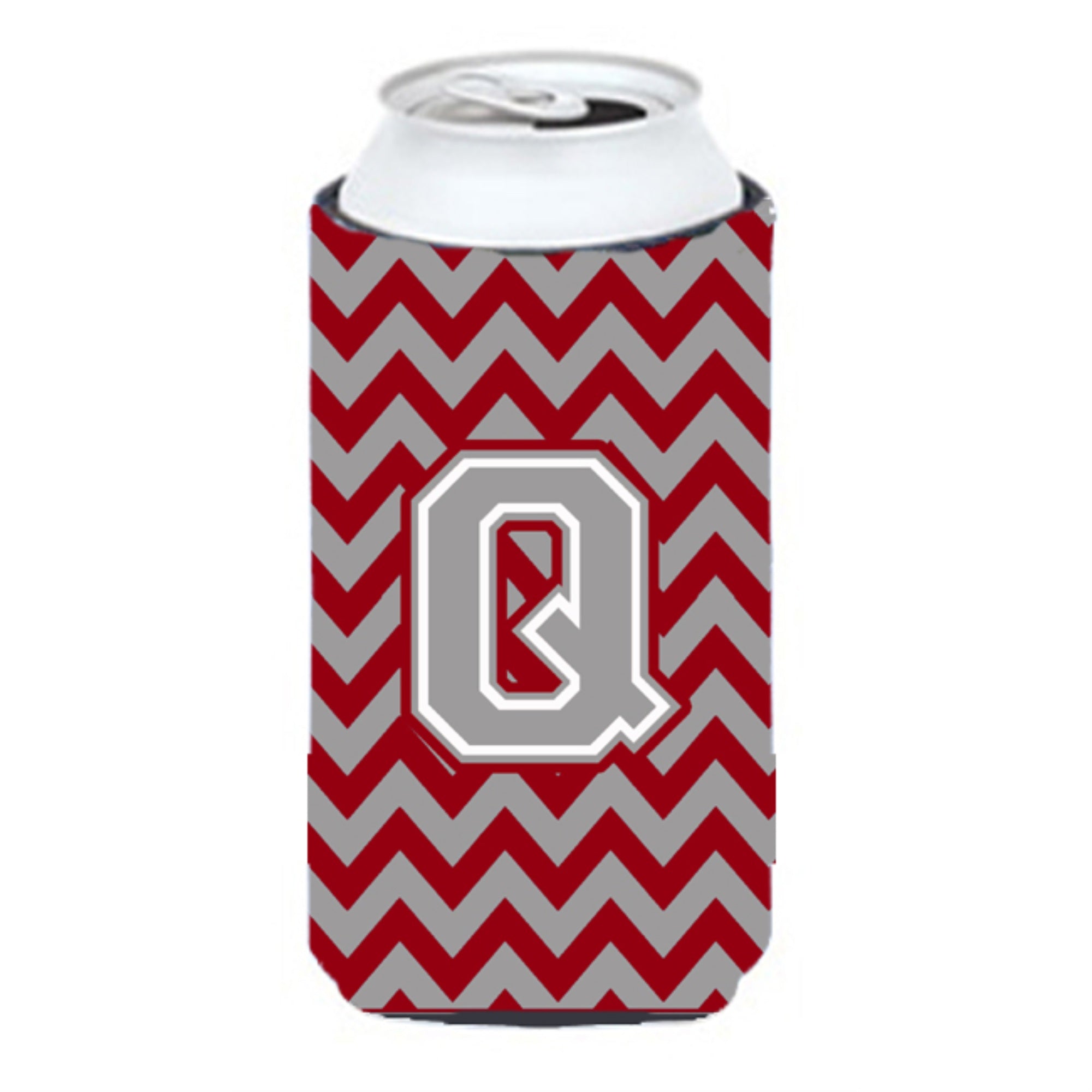 Letter Q Chevron Crimson And Grey   Tall Boy Beverage Insulator Hugger Cj1043-Qtbc