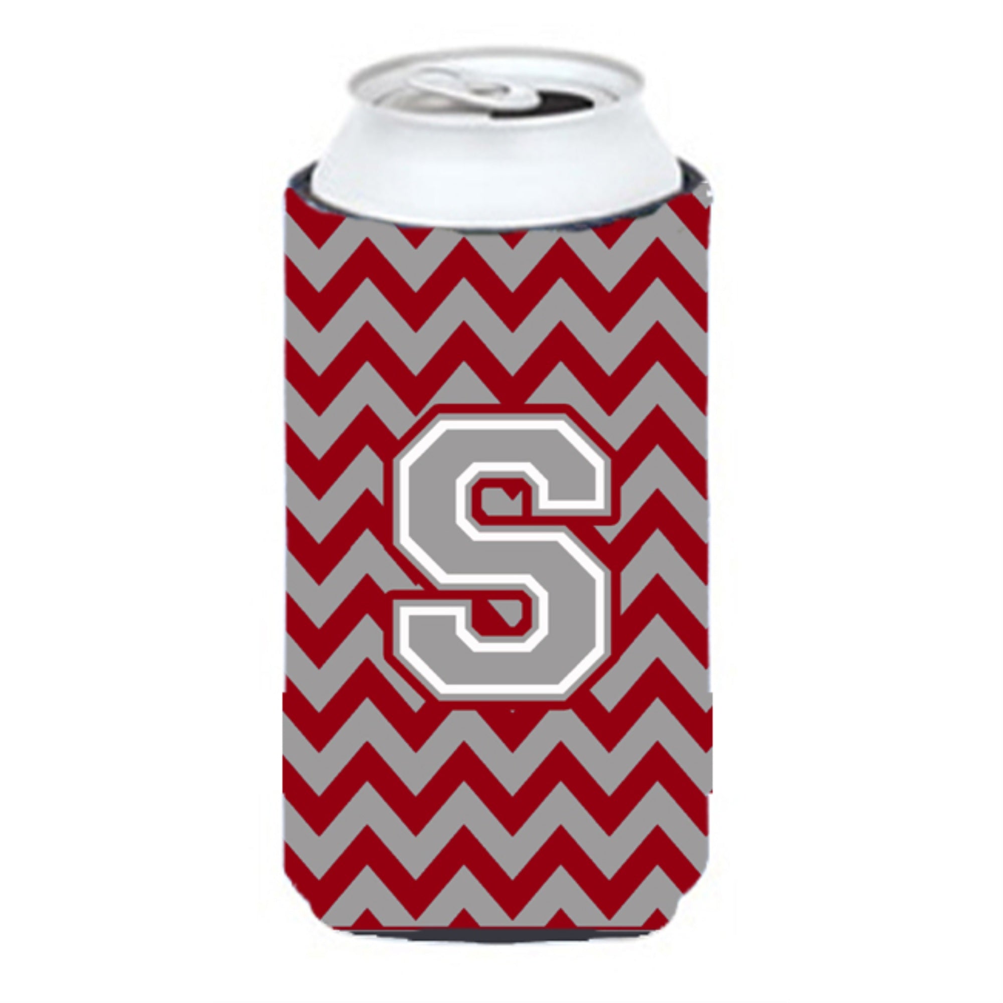 Letter S Chevron Crimson And Grey   Tall Boy Beverage Insulator Hugger Cj1043-Stbc