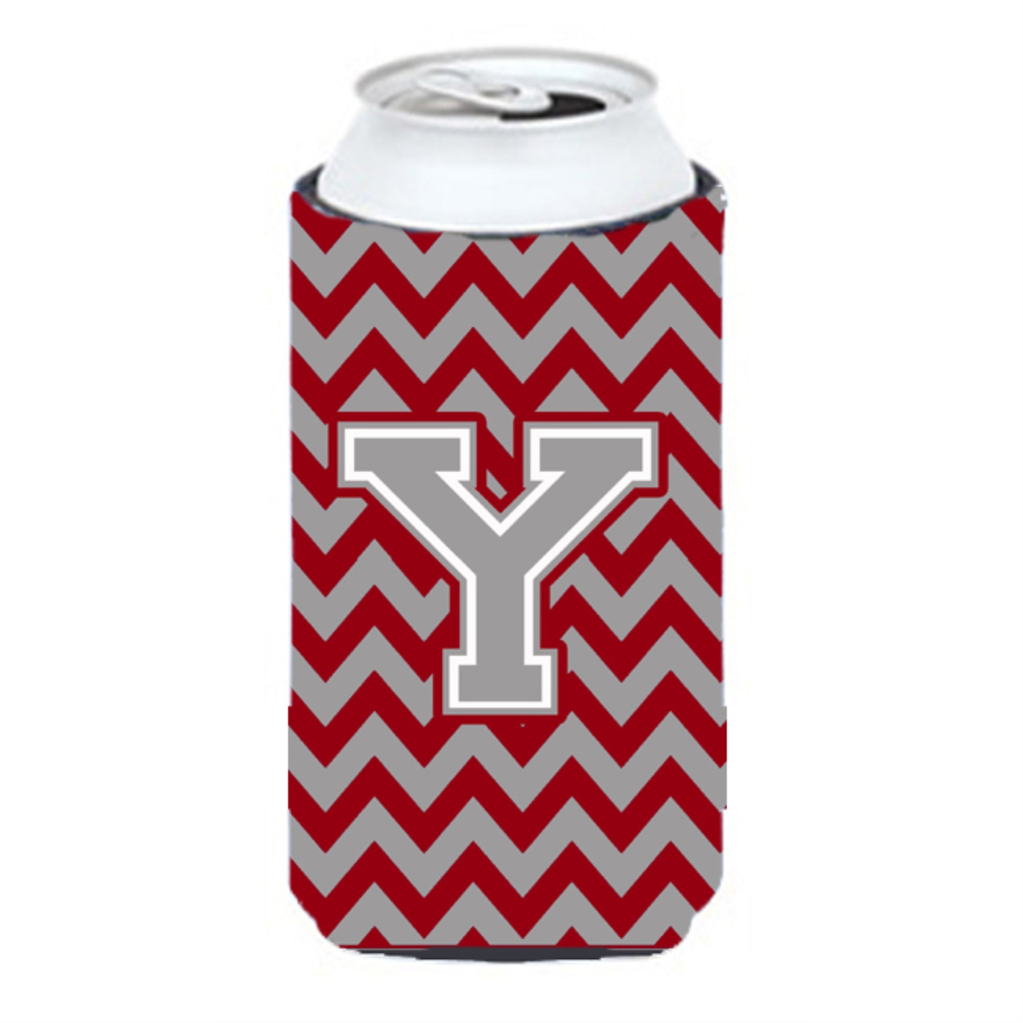Letter Y Chevron Crimson And Grey   Tall Boy Beverage Insulator Hugger Cj1043-Ytbc