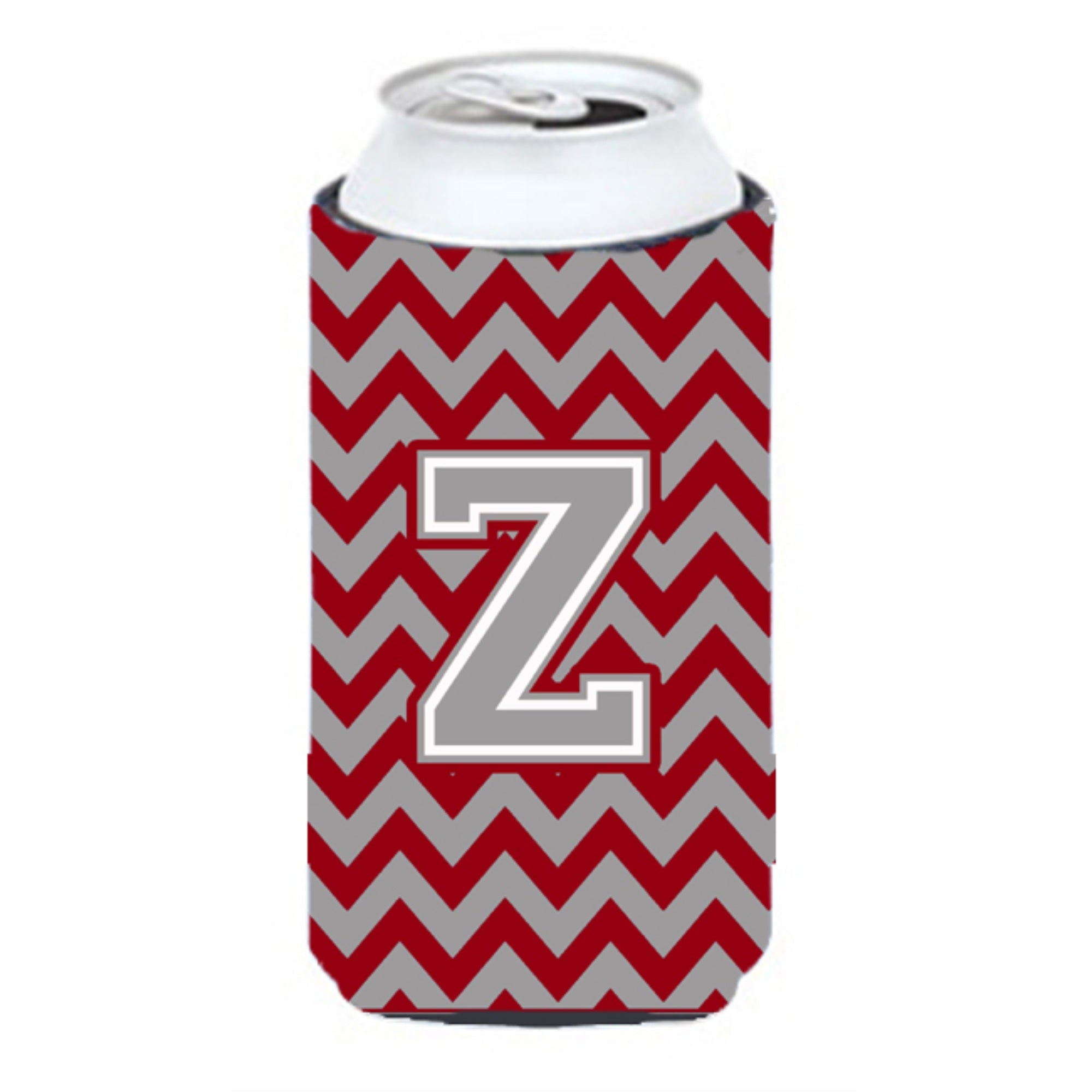Letter Z Chevron Crimson And Grey   Tall Boy Beverage Insulator Hugger Cj1043-Ztbc