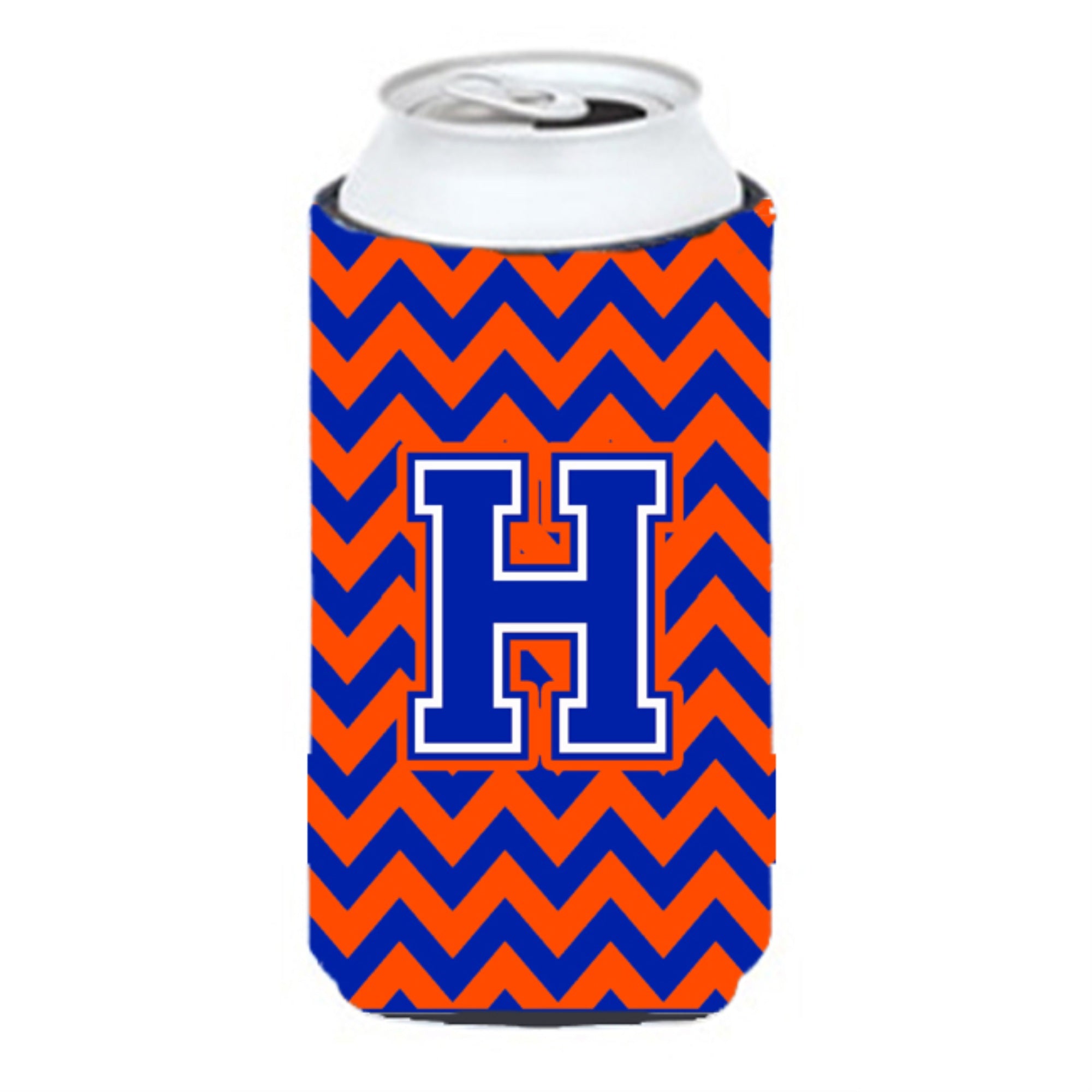 Letter H Chevron Orange And Blue Tall Boy Beverage Insulator Hugger Cj1044-Htbc