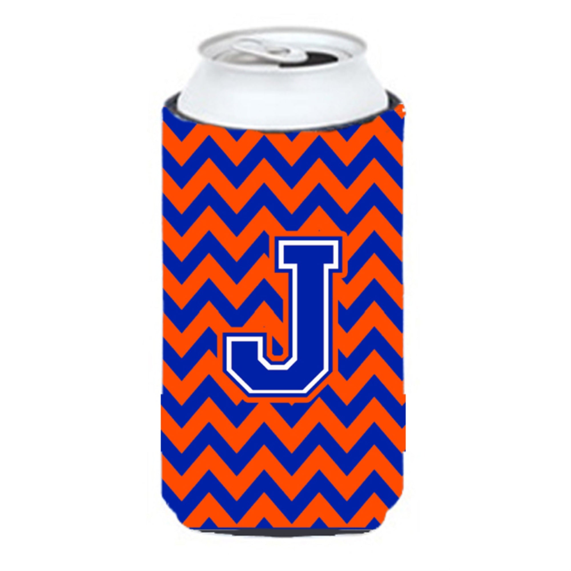 Letter J Chevron Orange And Blue Tall Boy Beverage Insulator Hugger Cj1044-Jtbc