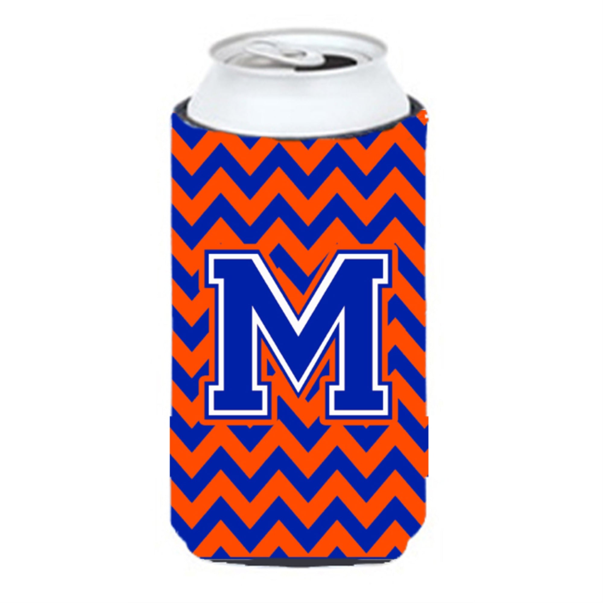 Letter M Chevron Orange And Blue Tall Boy Beverage Insulator Hugger Cj1044-Mtbc