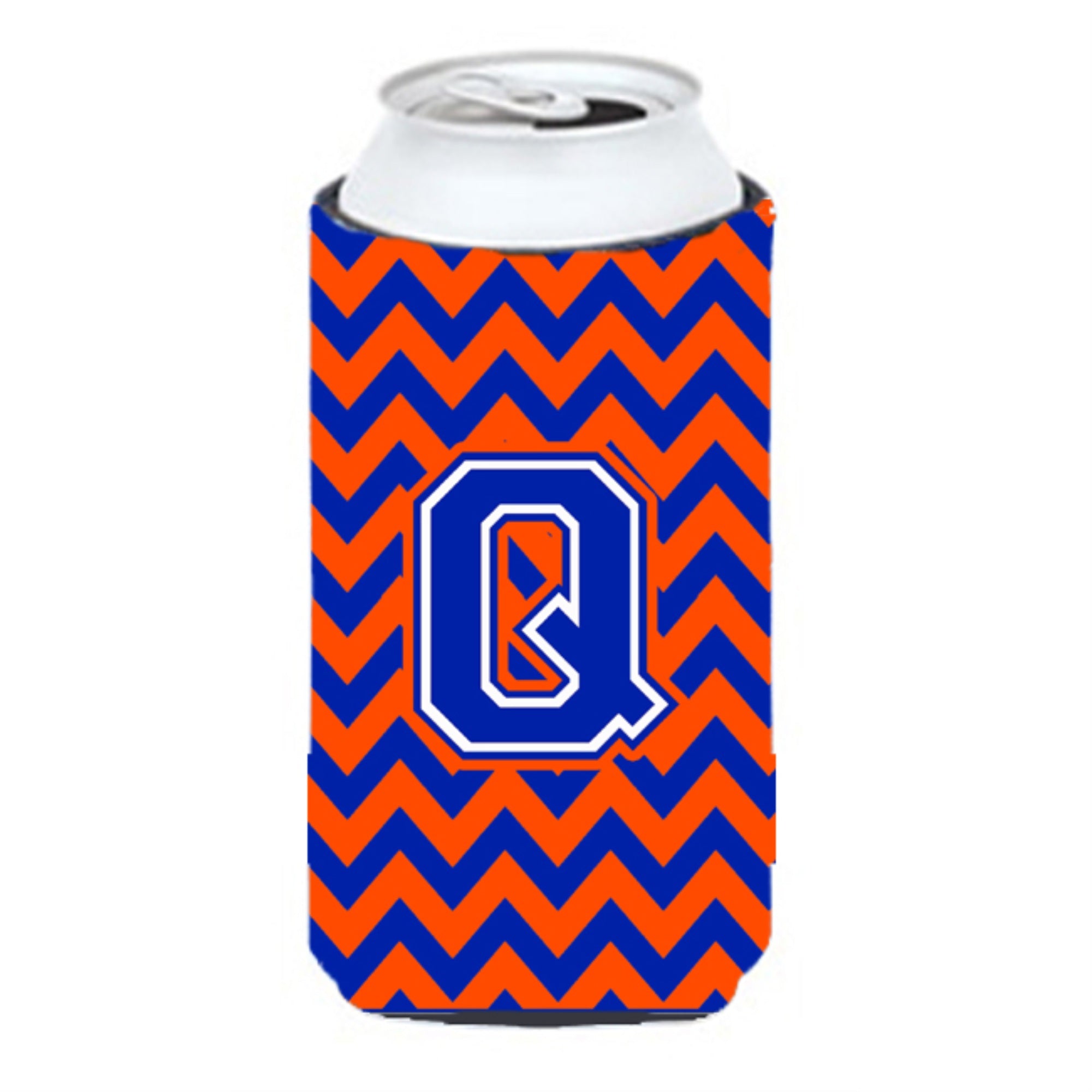 Letter Q Chevron Orange And Blue Tall Boy Beverage Insulator Hugger Cj1044-Qtbc