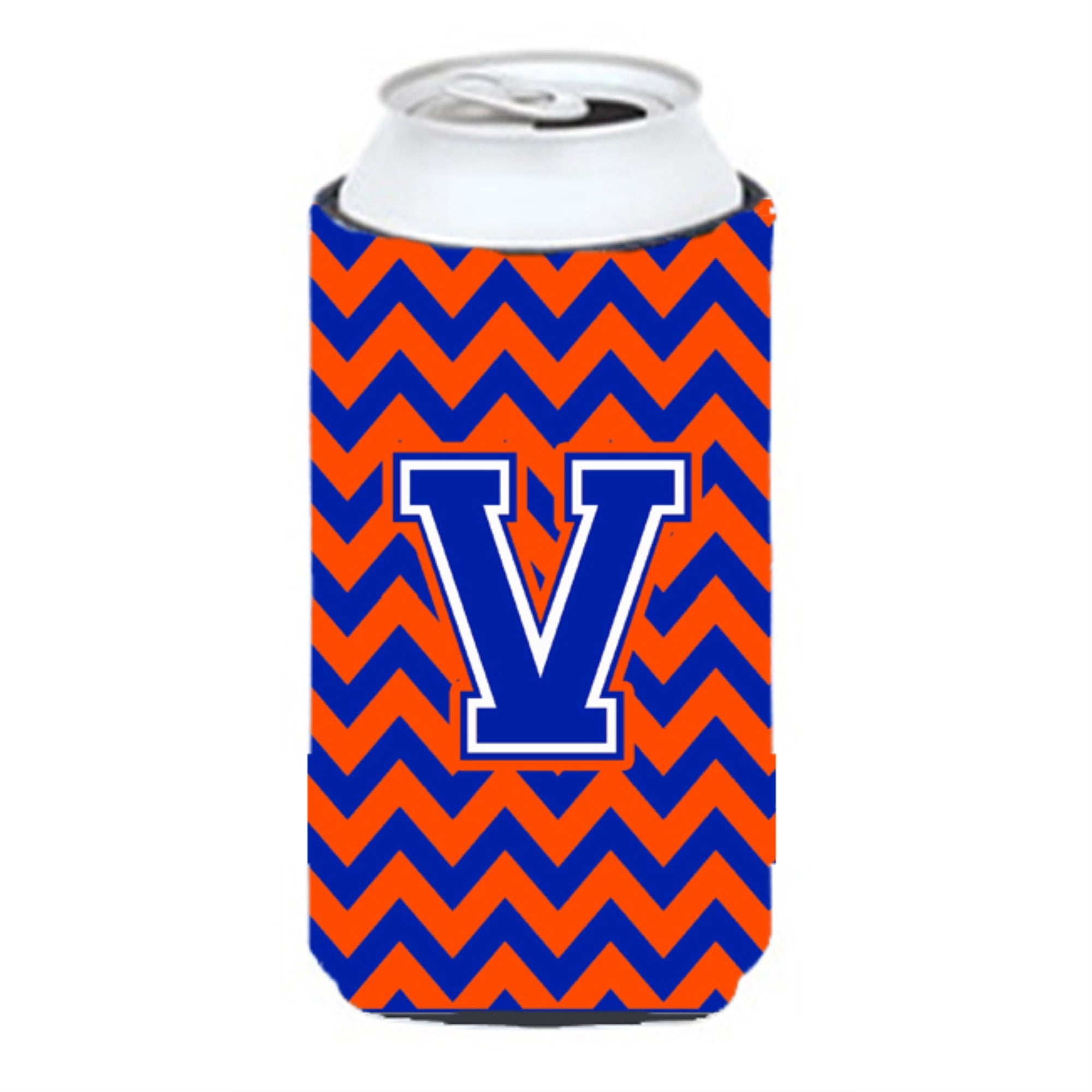 Letter V Chevron Orange And Blue Tall Boy Beverage Insulator Hugger Cj1044-Vtbc