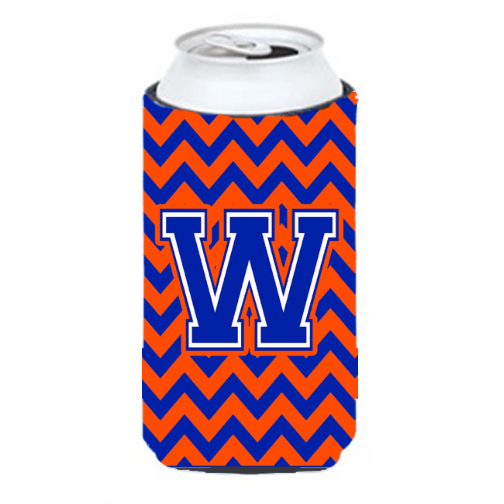 Letter W Chevron Orange And Blue Tall Boy Beverage Insulator Hugger Cj1044-Wtbc