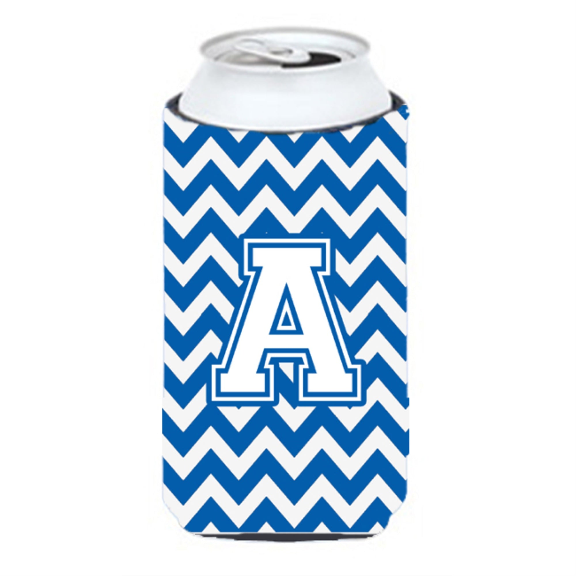 Letter A Chevron Blue And White Tall Boy Beverage Insulator Hugger Cj1045-Atbc