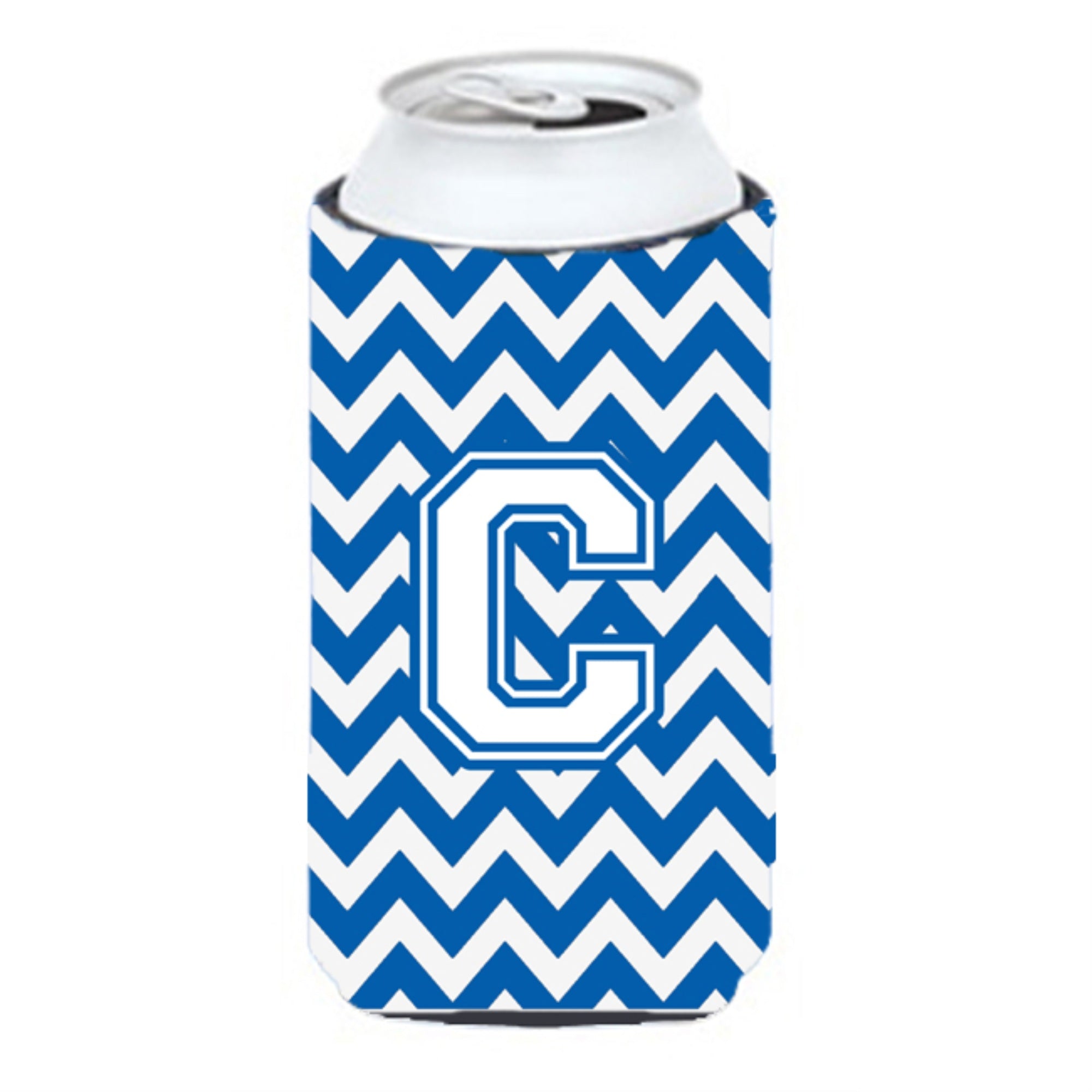 Letter C Chevron Blue And White Tall Boy Beverage Insulator Hugger Cj1045-Ctbc