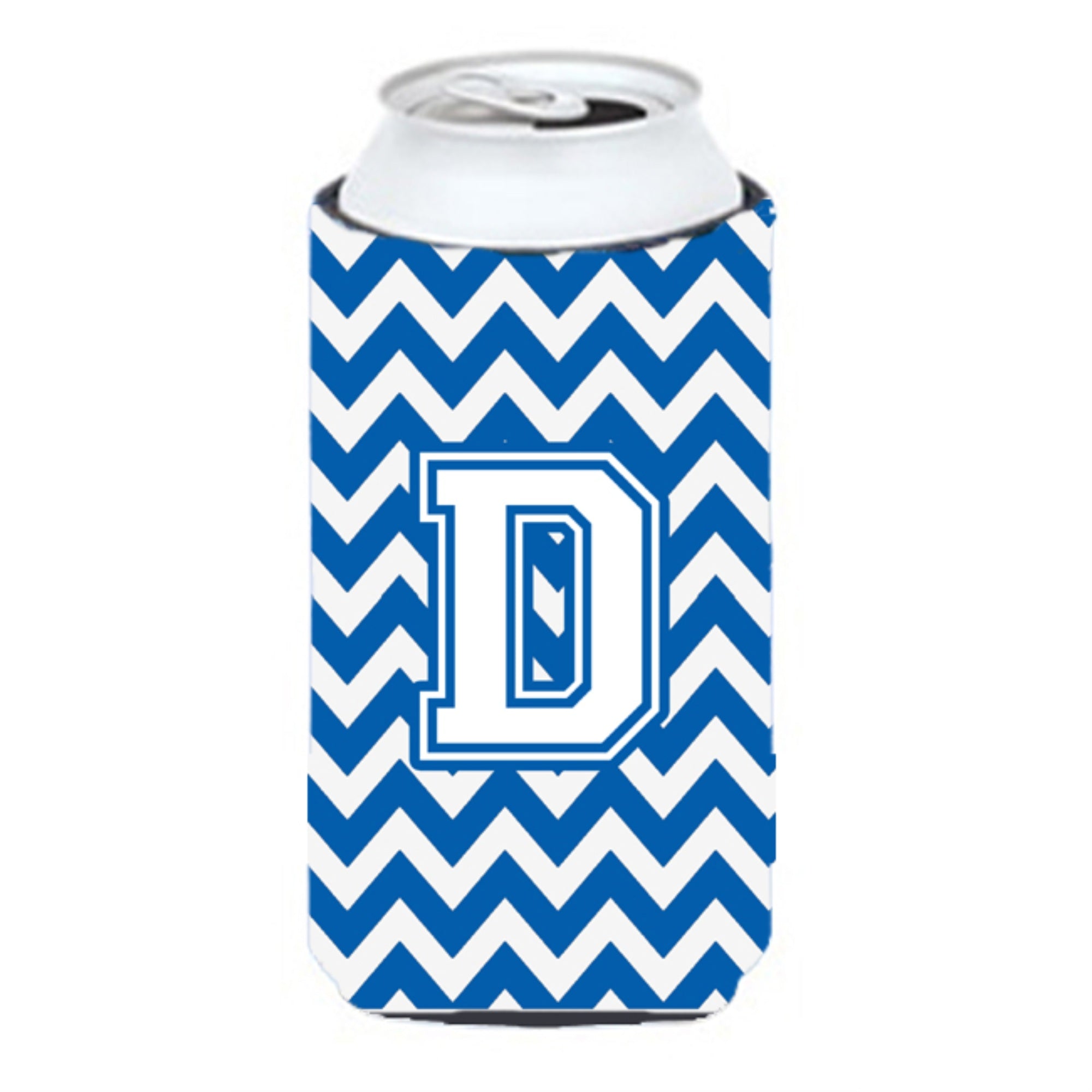 Letter D Chevron Blue And White Tall Boy Beverage Insulator Hugger Cj1045-Dtbc