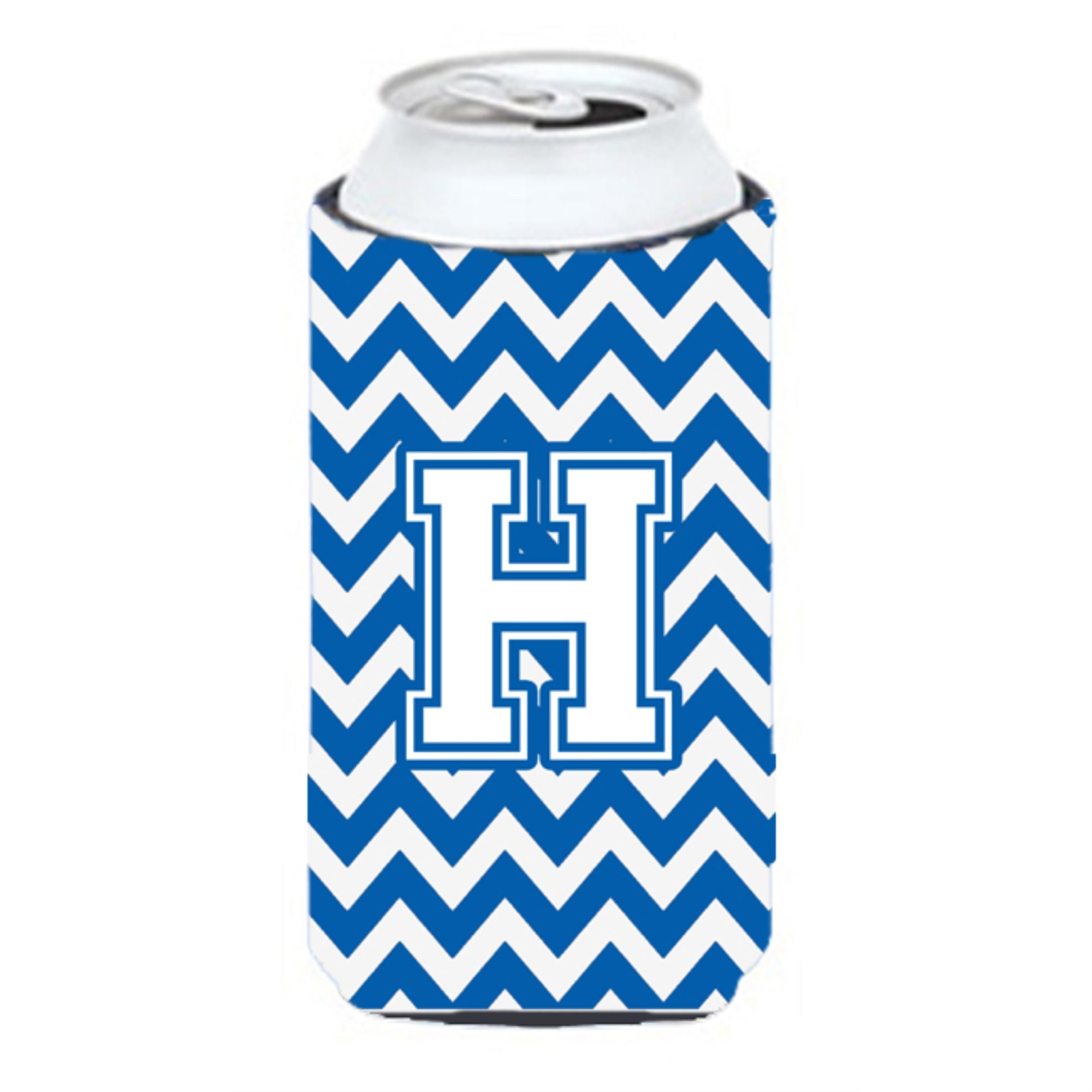Letter H Chevron Blue And White Tall Boy Beverage Insulator Hugger Cj1045-Htbc