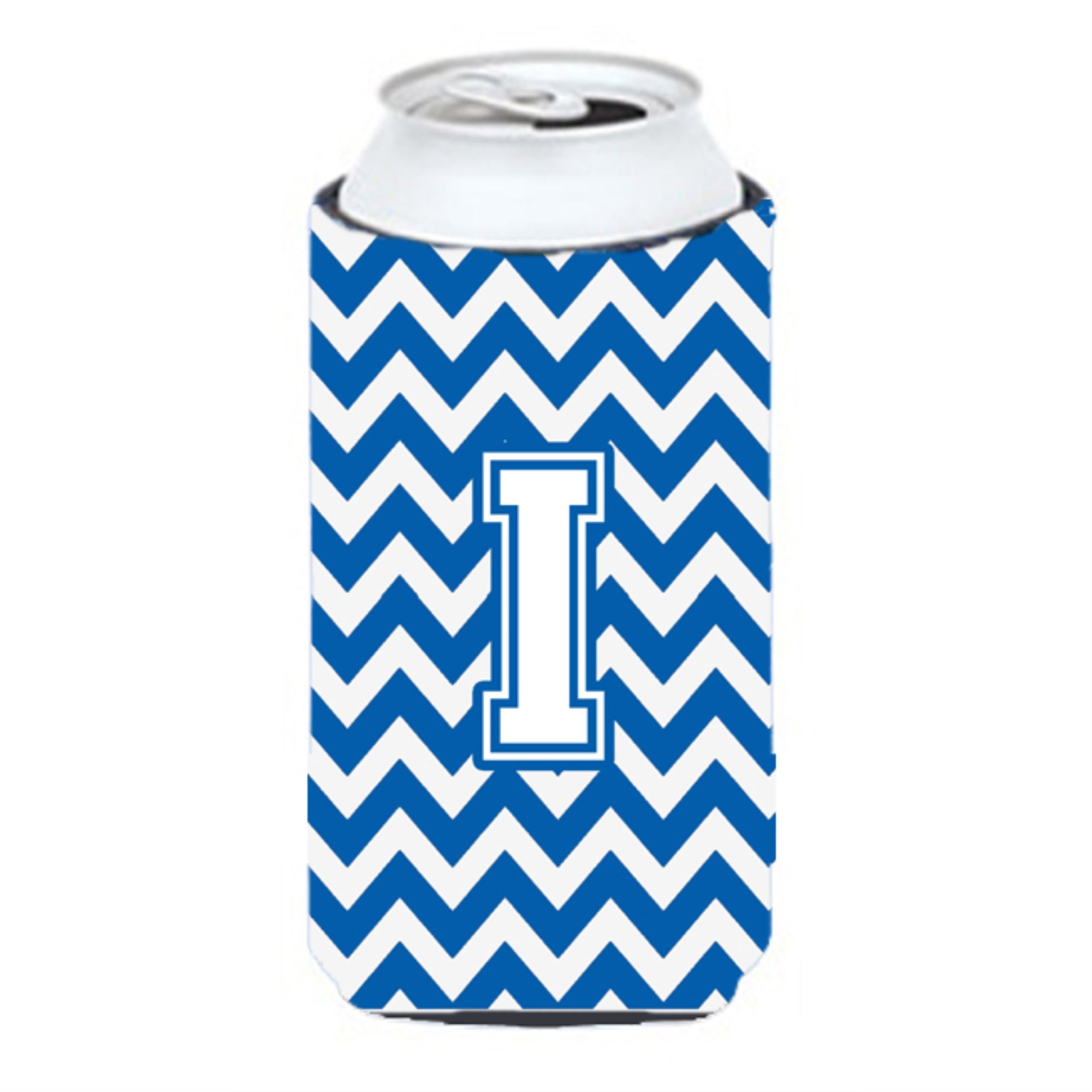 Letter I Chevron Blue And White Tall Boy Beverage Insulator Hugger Cj1045-Itbc
