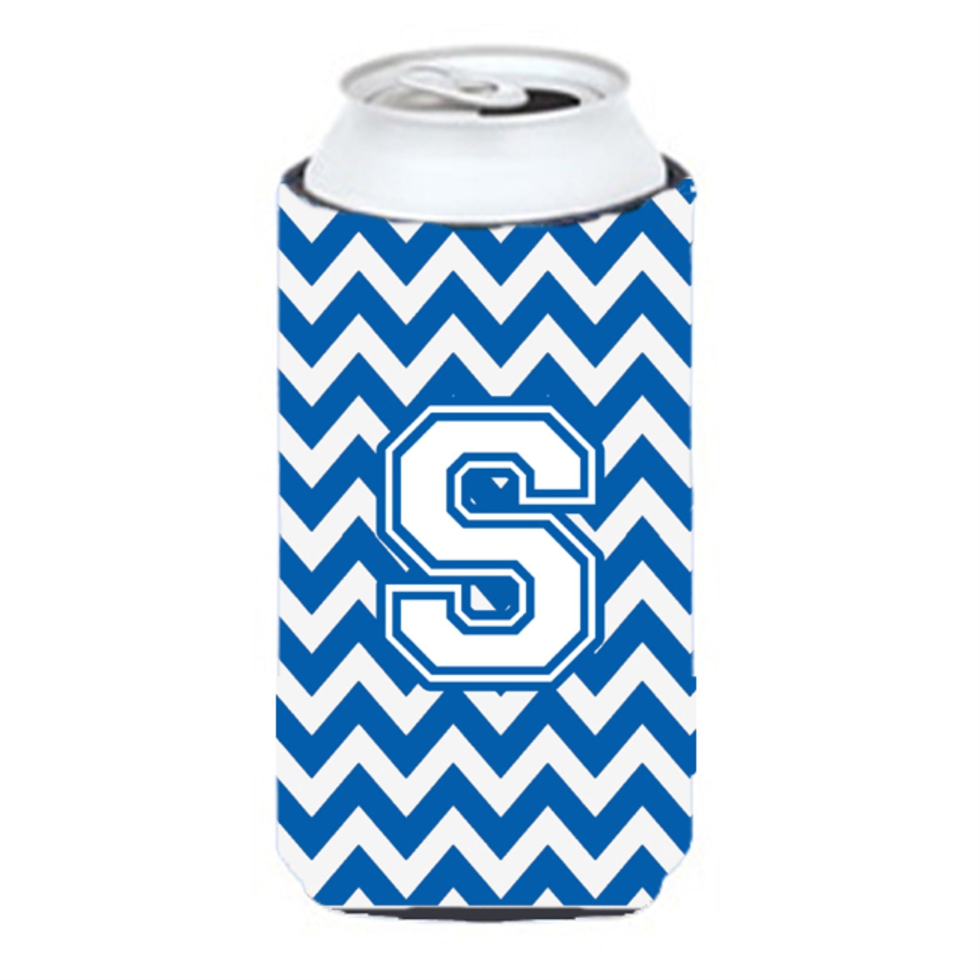 Letter S Chevron Blue And White Tall Boy Beverage Insulator Hugger Cj1045-Stbc