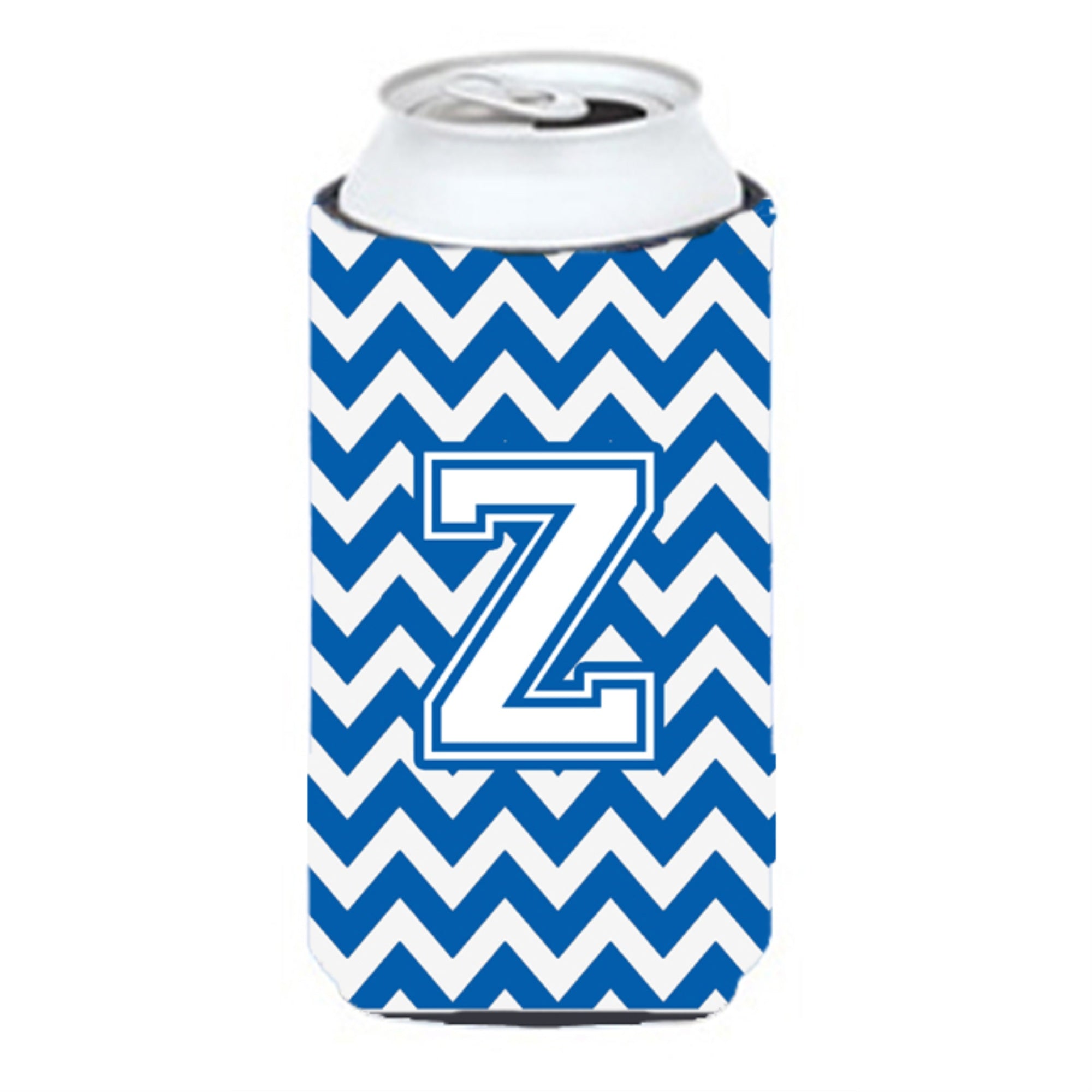 Letter Z Chevron Blue And White Tall Boy Beverage Insulator Hugger Cj1045-Ztbc