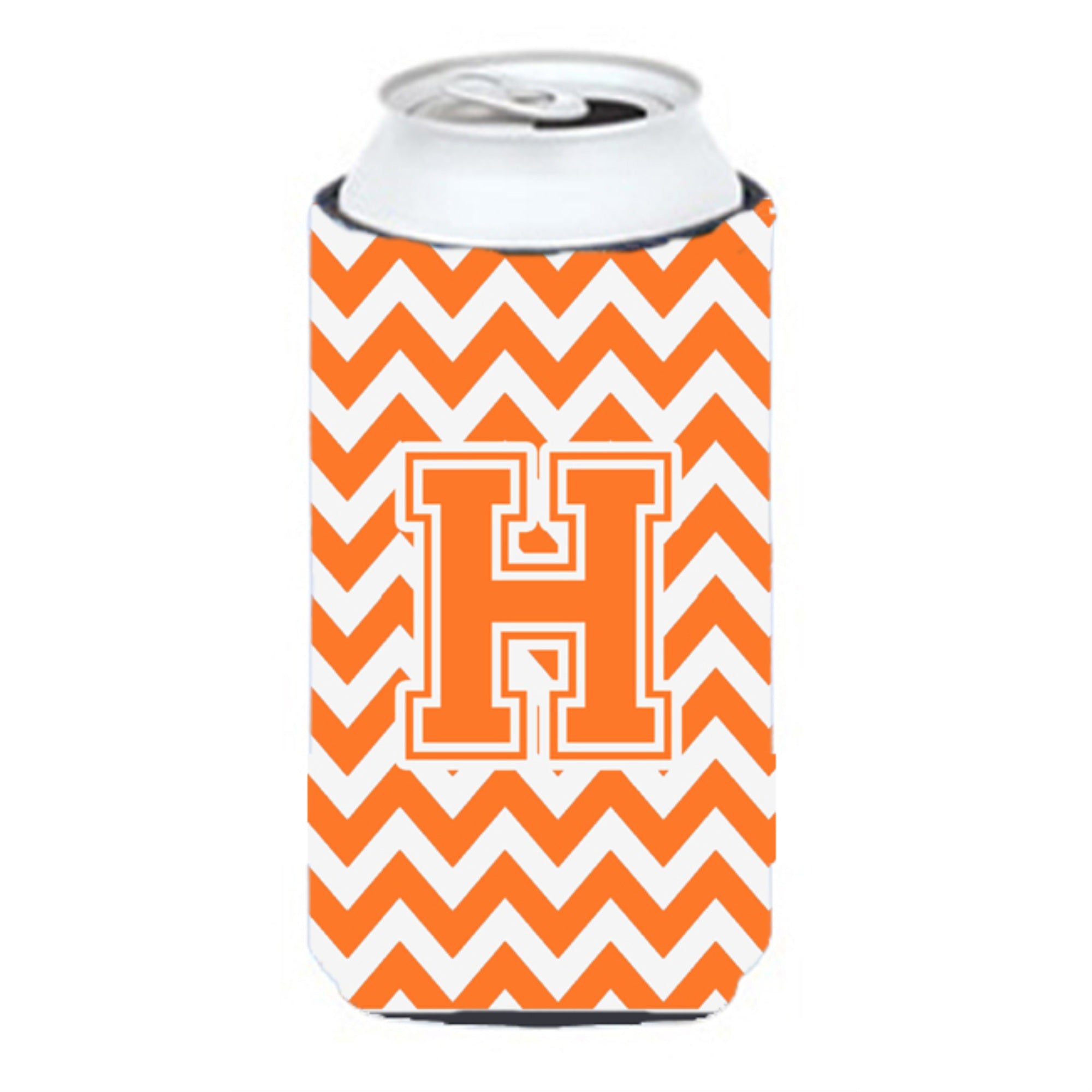Letter H Chevron Orange And White Tall Boy Beverage Insulator Hugger Cj1046-Htbc